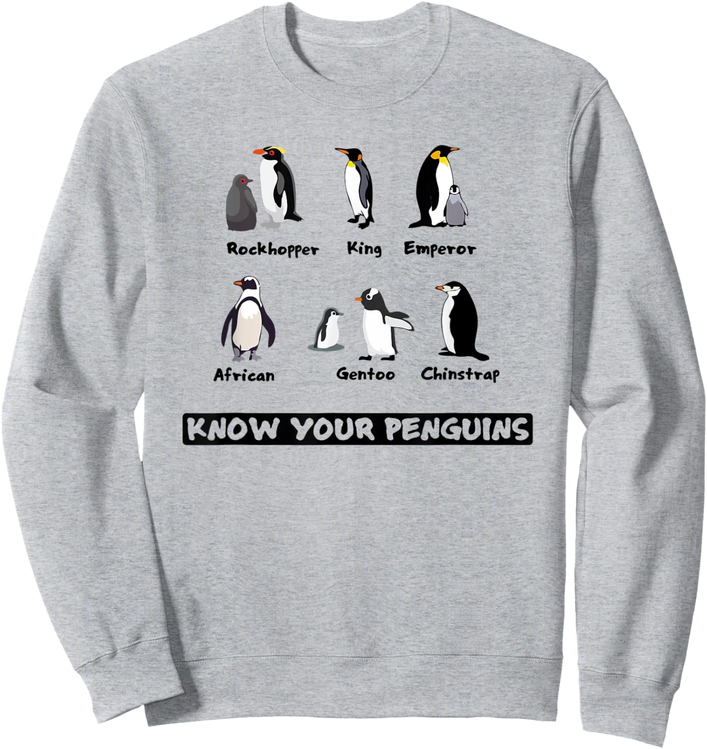 Know Your Penguins, Animals Of The World, Men's Sweatshirt - Sweatshirt | Ash