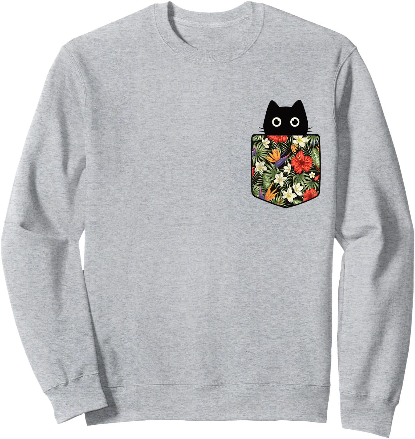Hawaiian Cat in Pocket Shirt Men Cute Cats Lover Sweatshirt - Sweatshirt | Ash