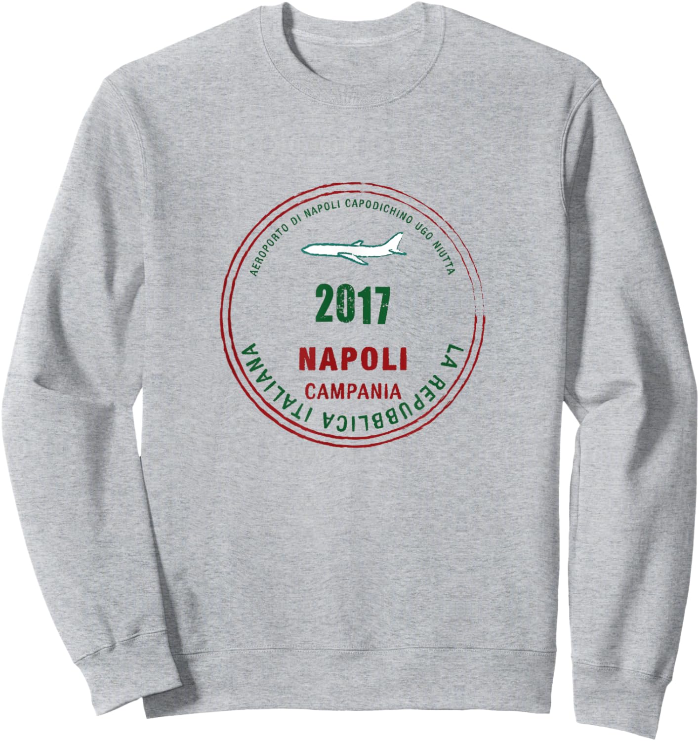 Naples Italy Passport Stamp Vacation Travel Souvenir Sweatshirt - Sweatshirt | Ash