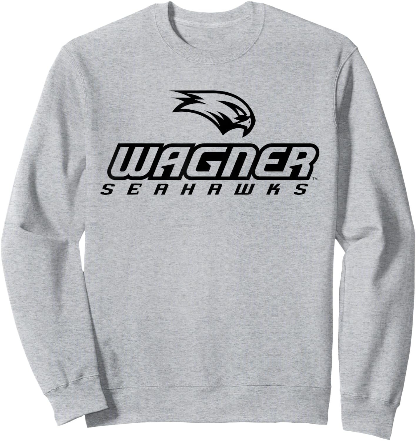 Wagner College Seahawks Stacked One Colour Logo Sweatshirt - Sweatshirt | Ash