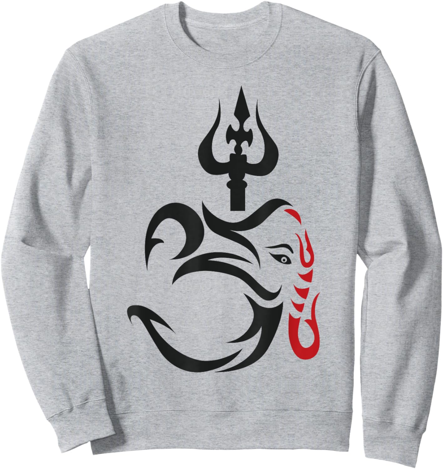 OM-Ganesha And Lord Shiva Divine Trident Trishul Sweatshirt - Sweatshirt | Ash