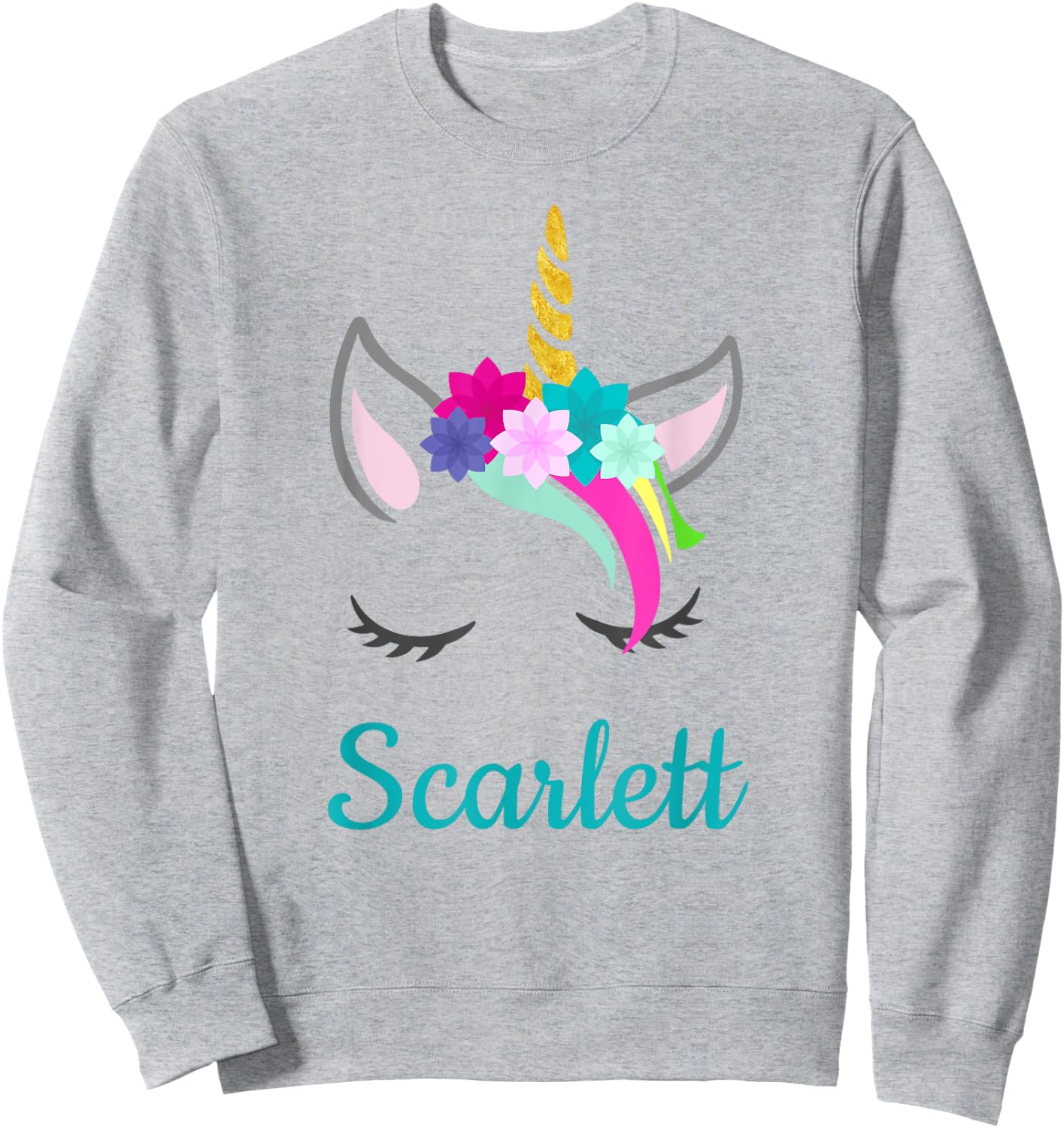 Scarlett Rainbow Unicorn Name Sweatshirt - Sweatshirt | Ash
