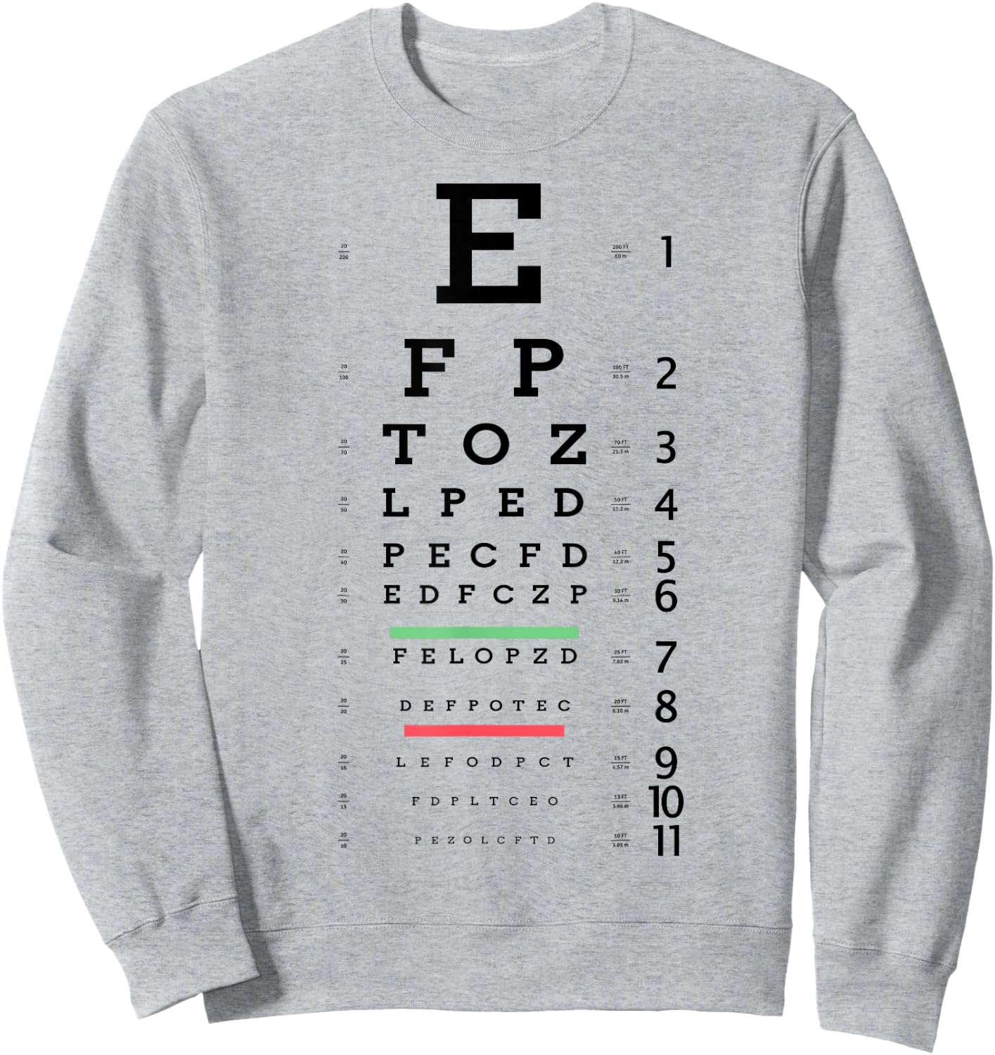 Optometrist Snellen Eye chart Optotype Optometry Eye Doctor Sweatshirt - Sweatshirt | Ash