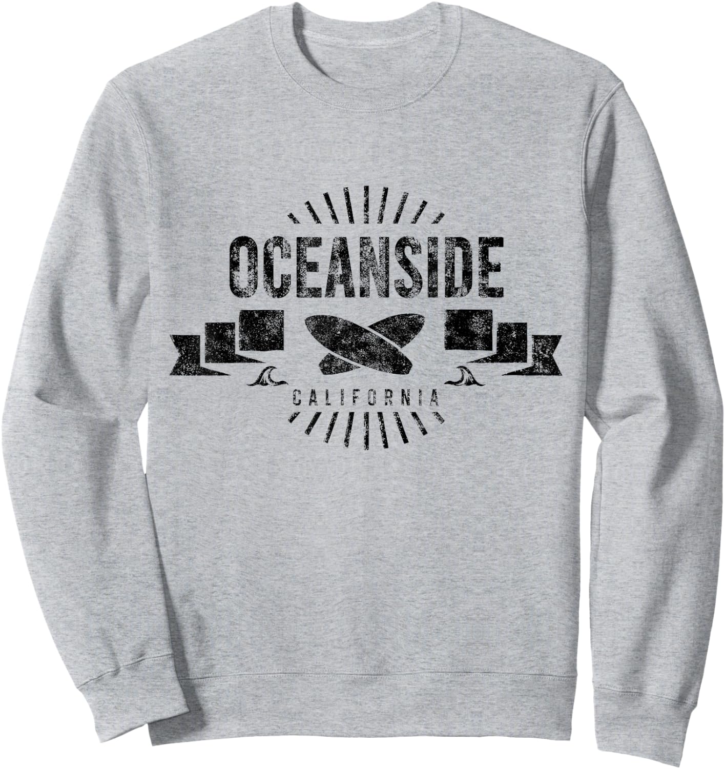 Oceanside CA Surf Cali Vintage Surfing Beach Retro Surfboard Women Kids Sweatshirt - Sweatshirt | Ash
