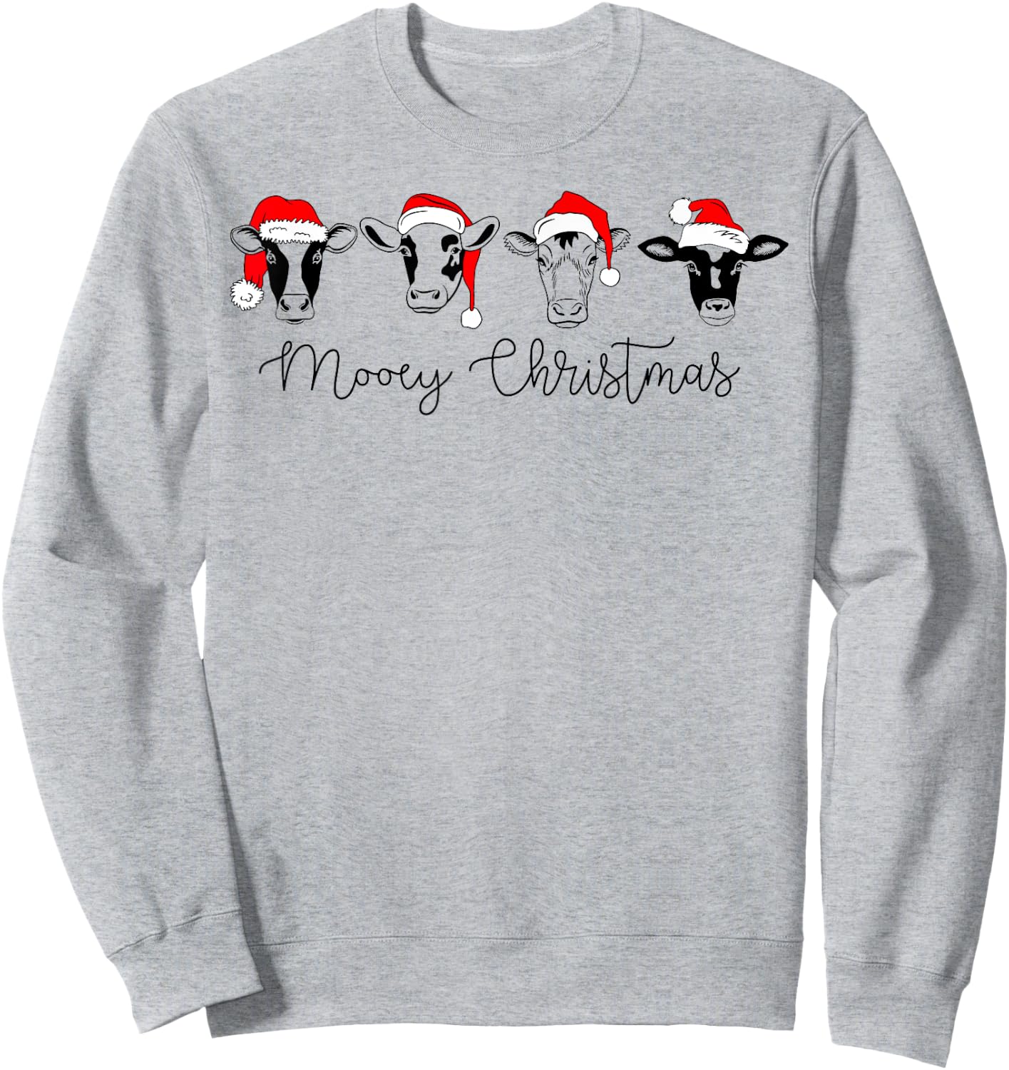 Funny Christmas Cows Mooey Christmas Cute Xmas Cow Sweatshirt - Sweatshirt | Ash