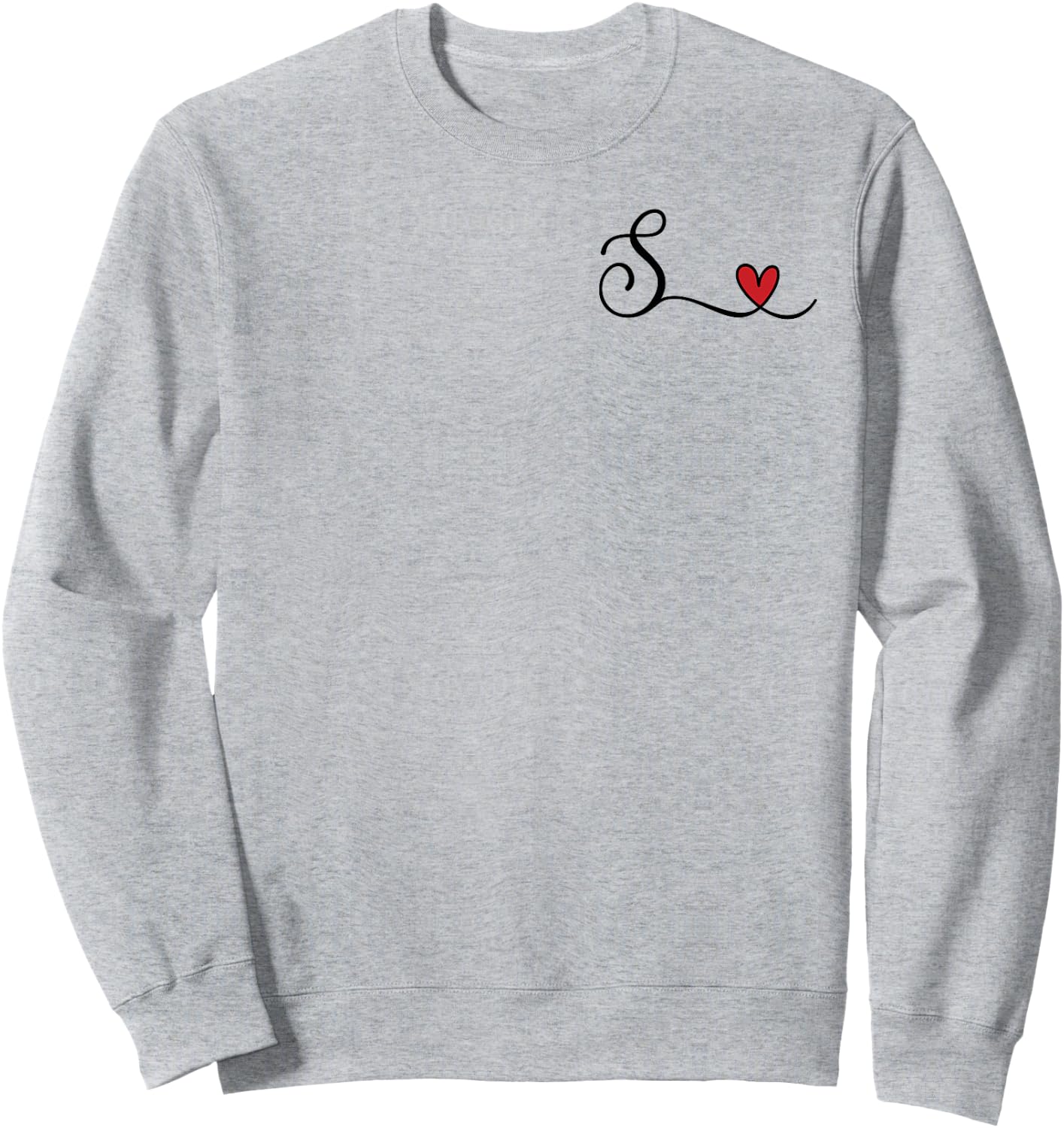 S Initial Heart Monogram Gift Sweatshirt - Sweatshirt | Ash