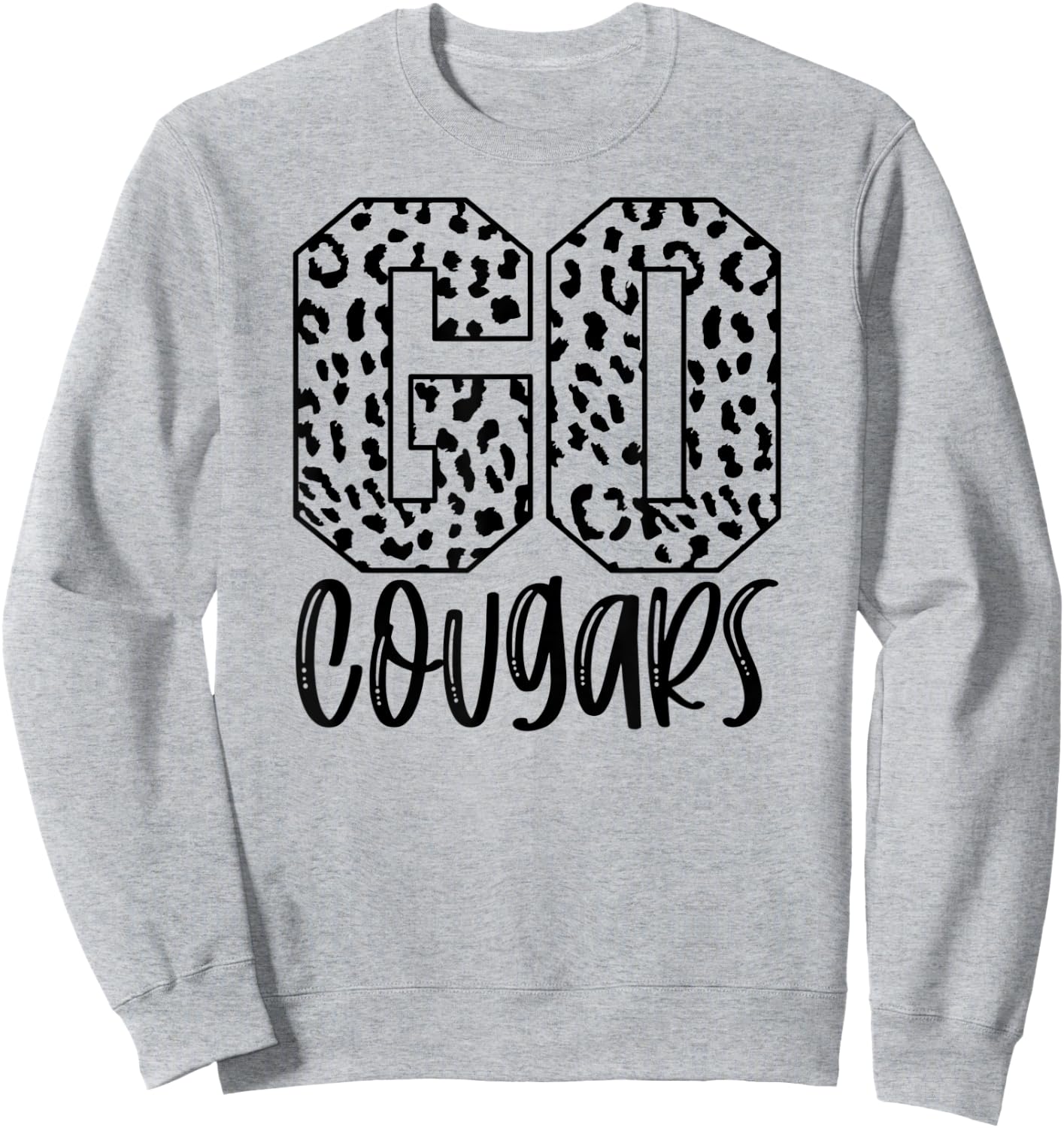 Cougars Team Mascot School Spirit Game Night Leopard Print Sweatshirt - Sweatshirt | Ash