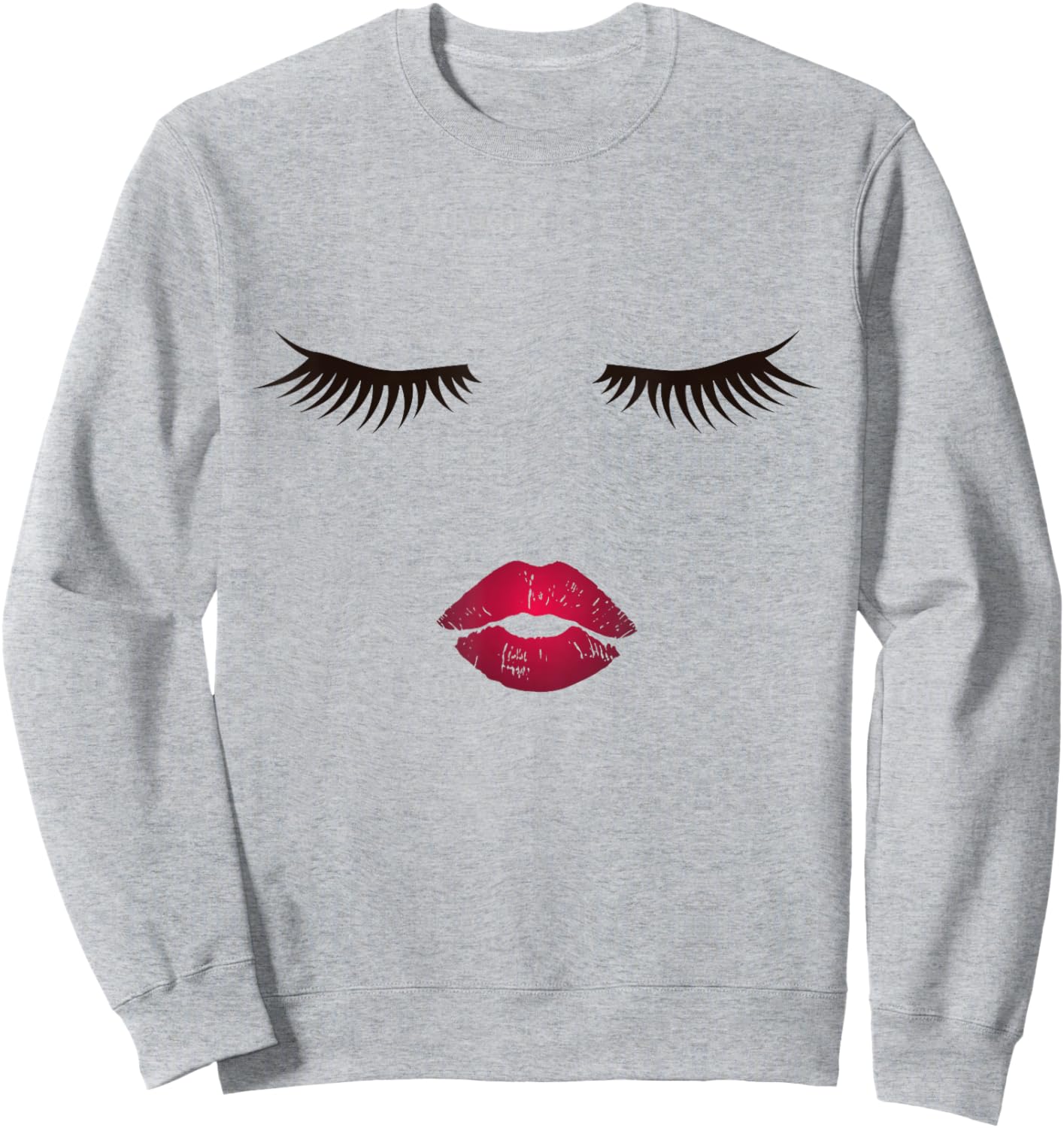 Eyelash Lips Lipstick Lash Sweatshirt - Sweatshirt | Ash