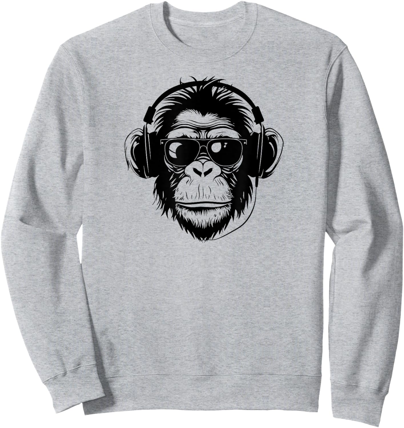 Cute Chimpanzee Monkey Headphone DJ Primate Chimp Sweatshirt - Sweatshirt | Ash