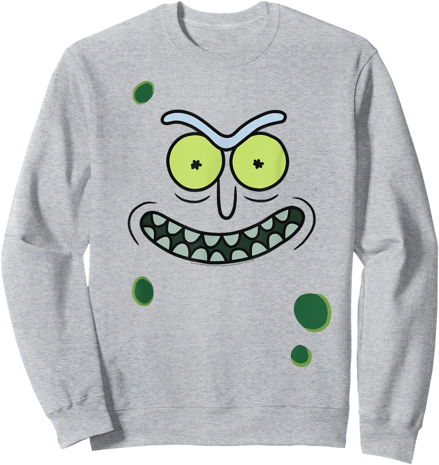 Adult Swim Rick & Morty Pickle Rick Face , Green Sweatshirt - Sweatshirt | Ash