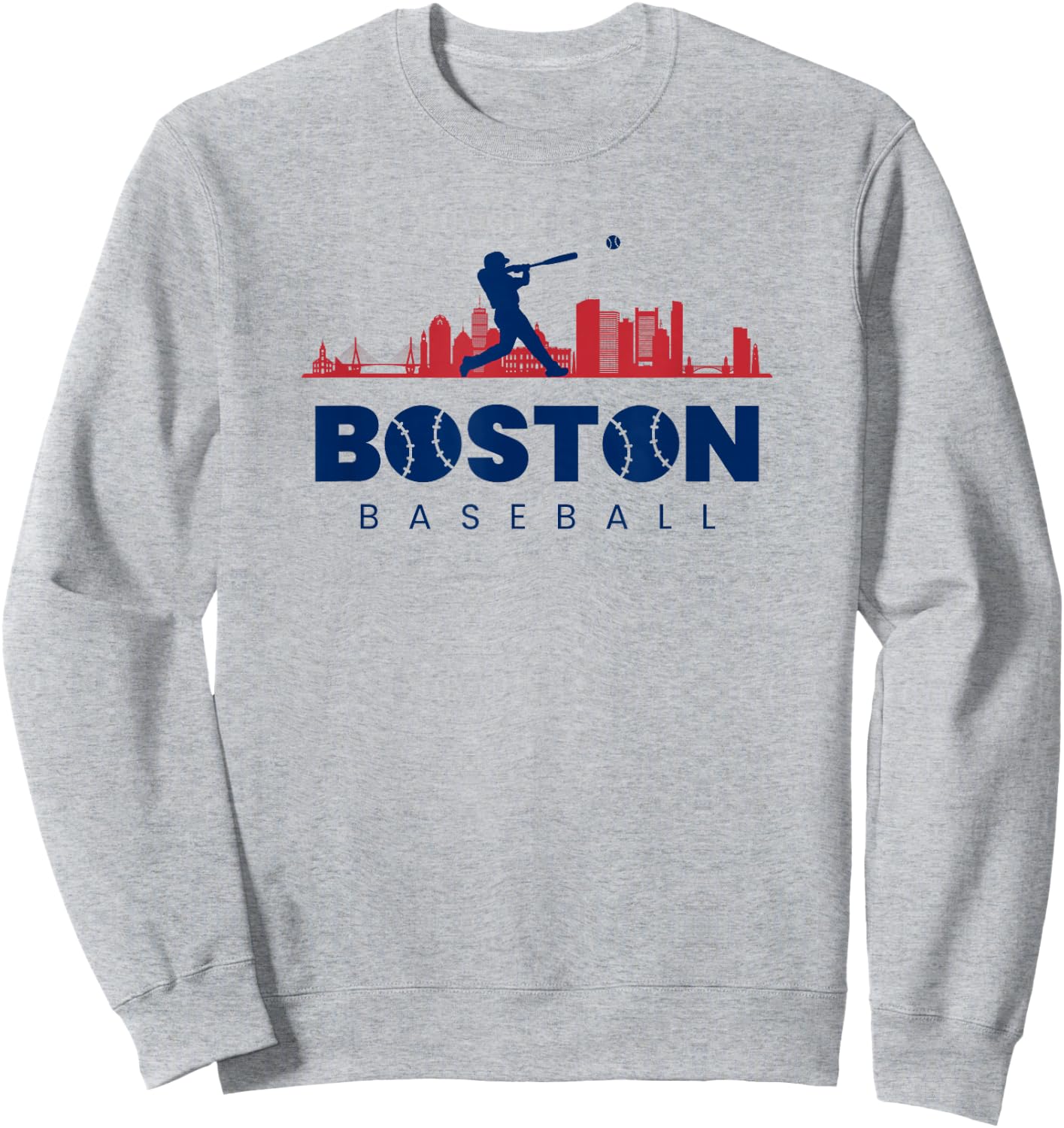 Boston Baseball Vintage Minimalist Retro Baseball Lover Sweatshirt - Sweatshirt | Ash