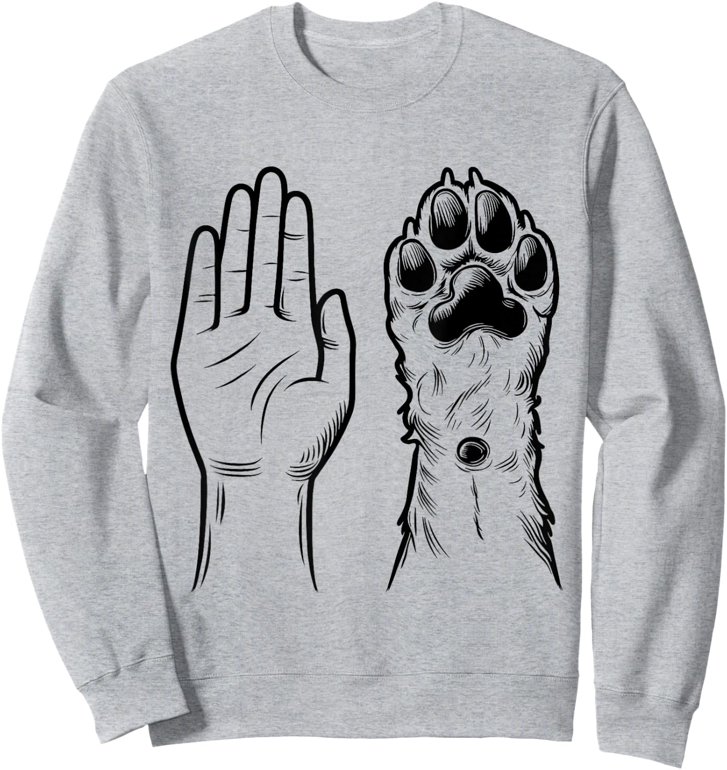 High Five Human Hand Dog Paw Sweatshirt - Sweatshirt | Ash