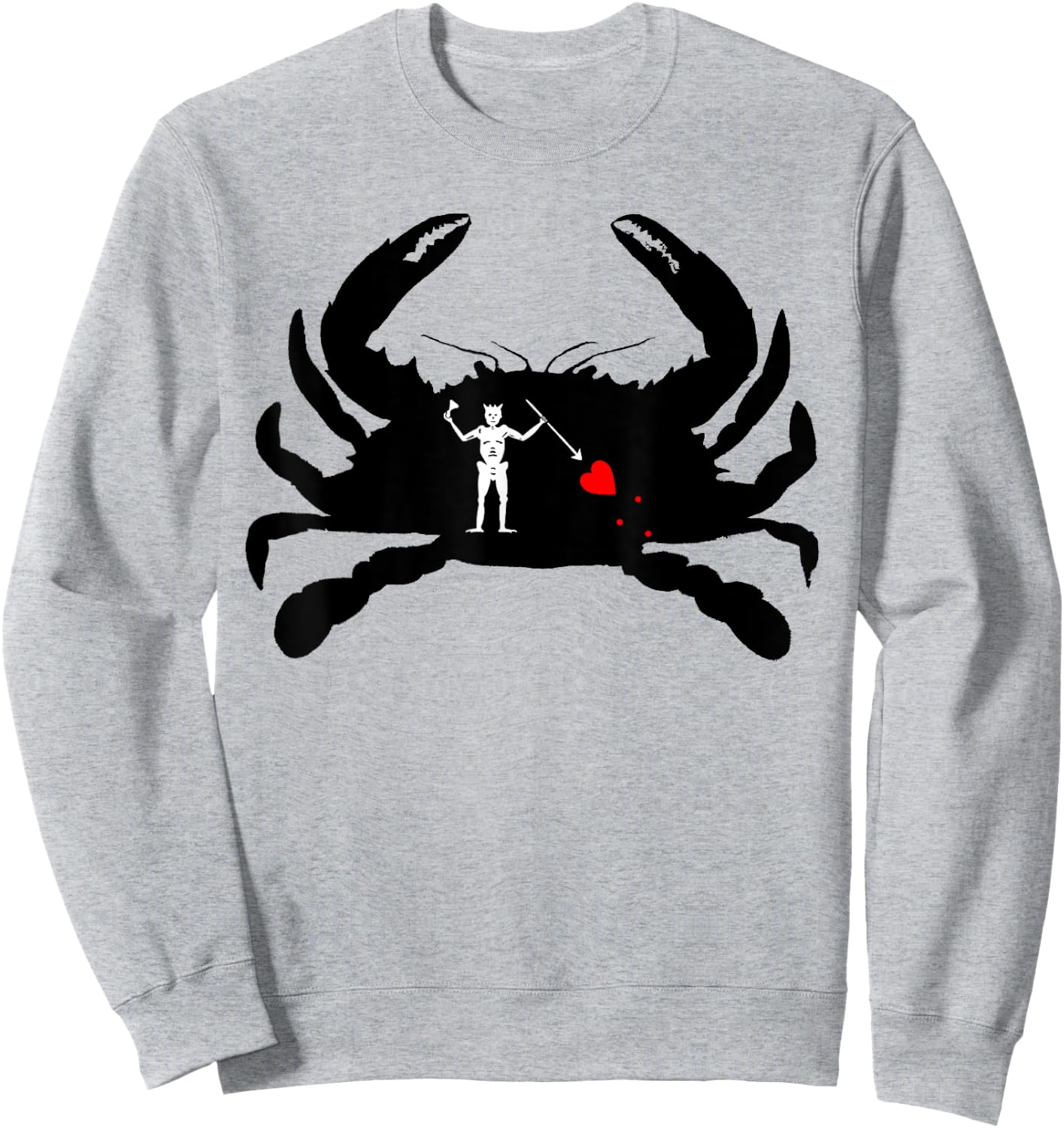 Blackbeard The Pirate Jolly Roger Crab Silhouette Sweatshirt - Sweatshirt | Ash