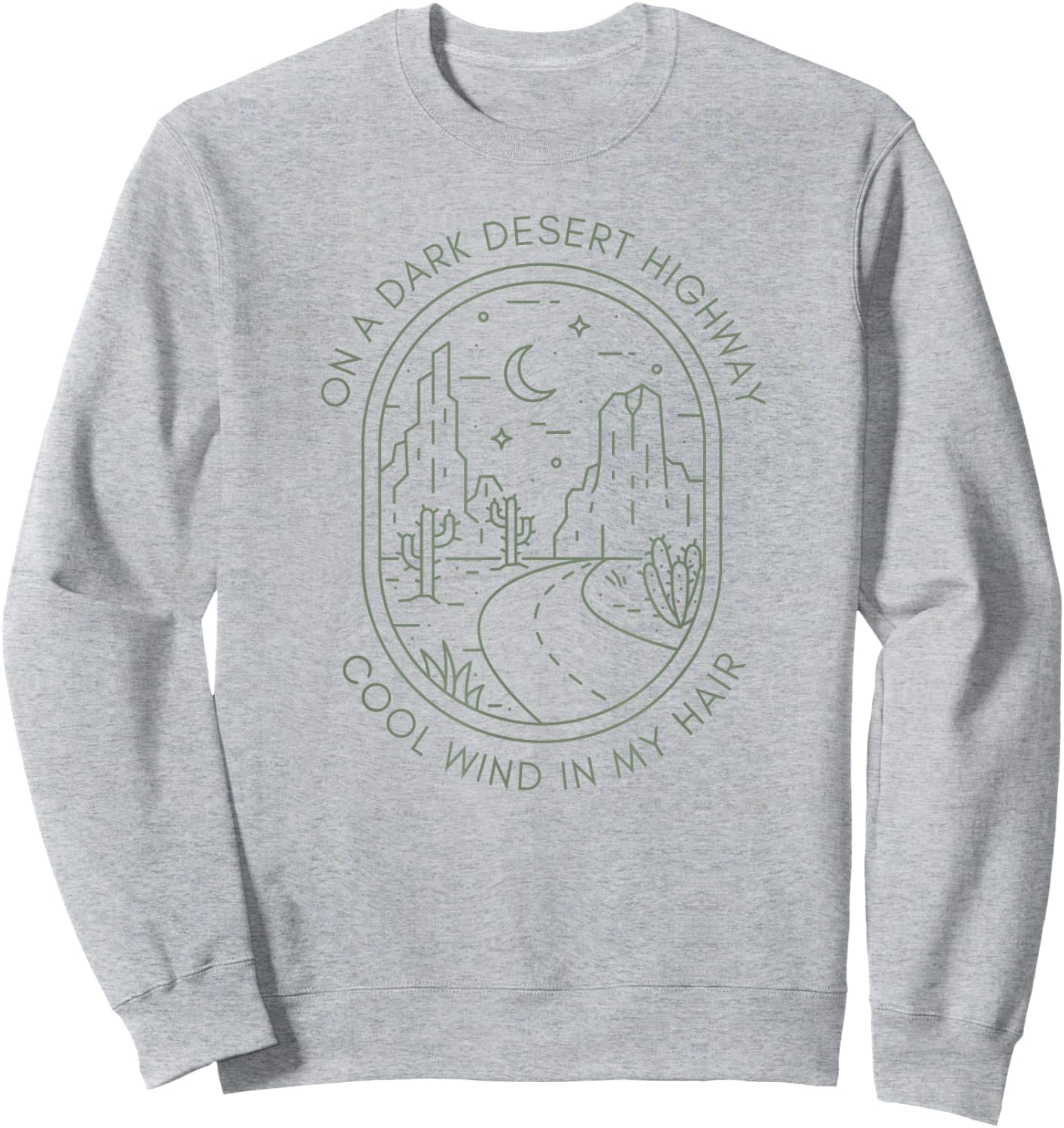 Desert Night Highway Road Succulent Cute Nature Minimalist Sweatshirt - Sweatshirt | Ash