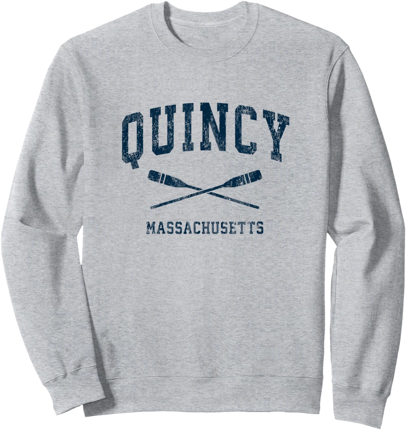 Quincy Massachusetts Vintage Nautical Paddles Sports Oars Sweatshirt - Sweatshirt | Ash