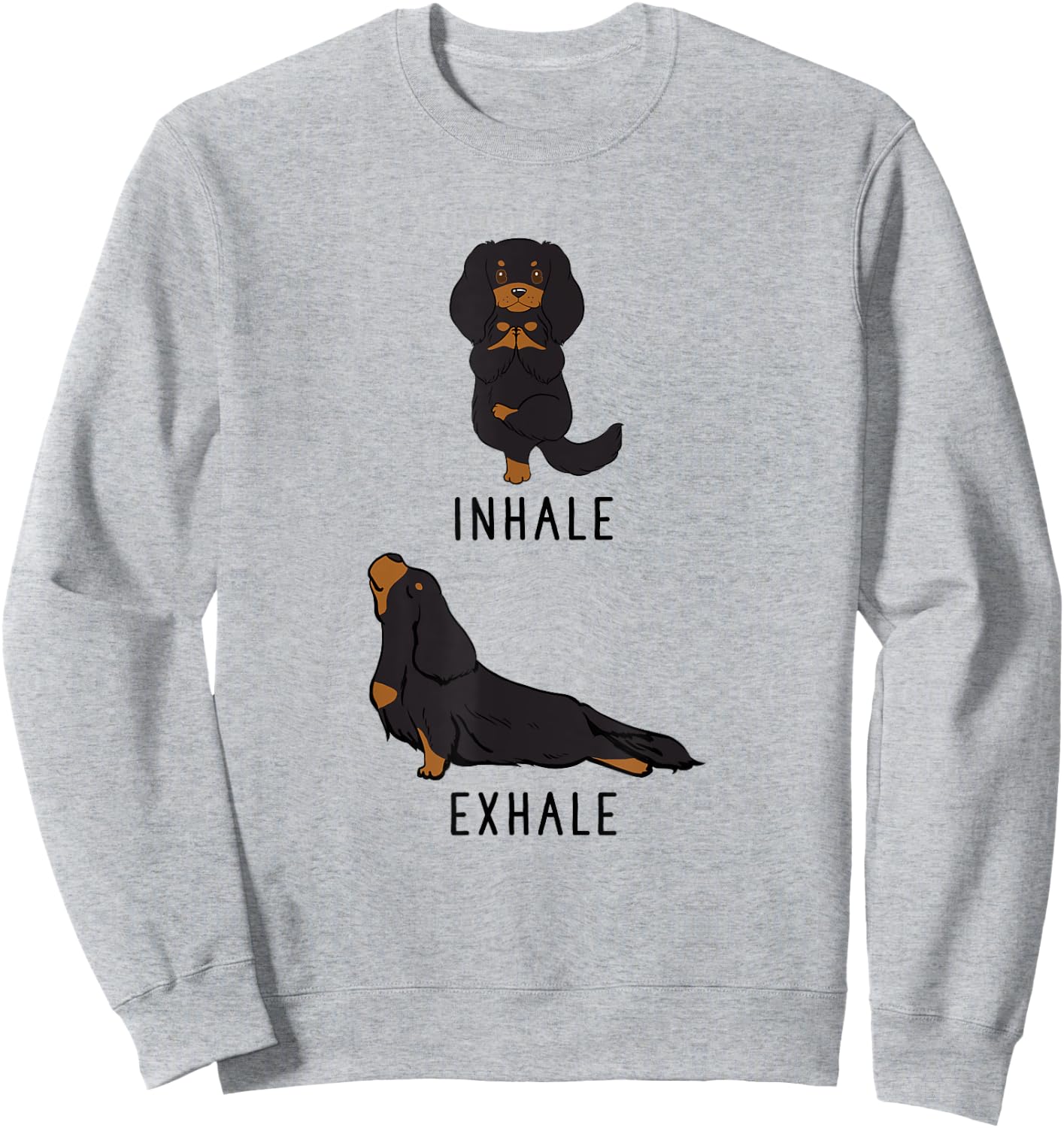 Inhale Exhale Cavalier King Charles Spaniel Funny Dog Yoga Women Girls Kids Sweatshirt - Sweatshirt | Ash