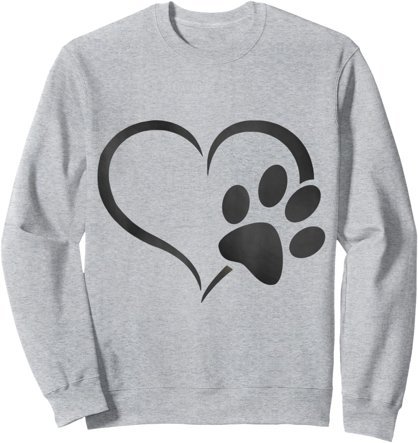 light grey black Dog Paw Print heart For Dogs Lover Women Kids Sweatshirt - Sweatshirt | Ash