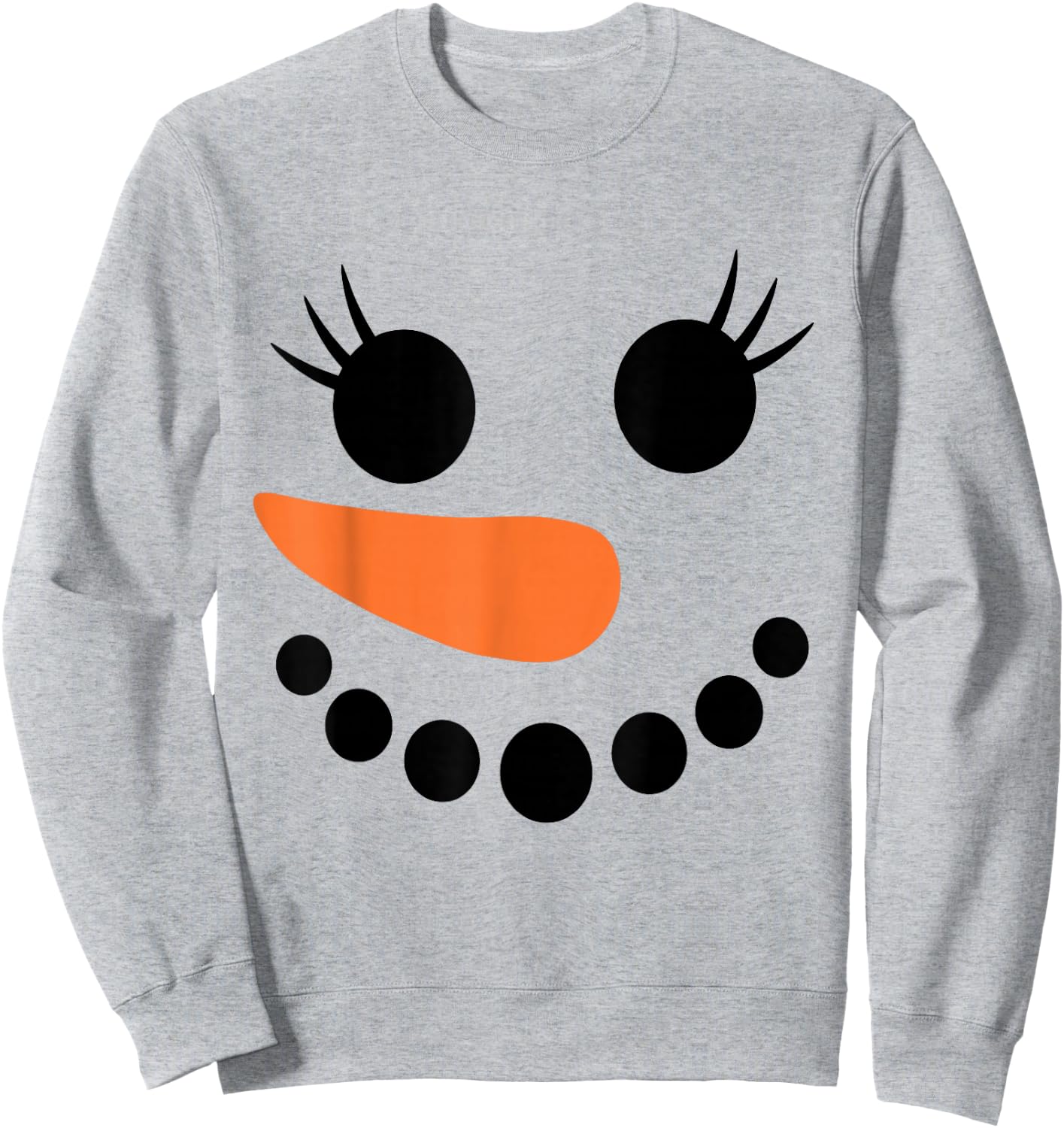Winter Snowman Face Eyelashes Christmas Xmas For Girl Sweatshirt - Sweatshirt | Ash