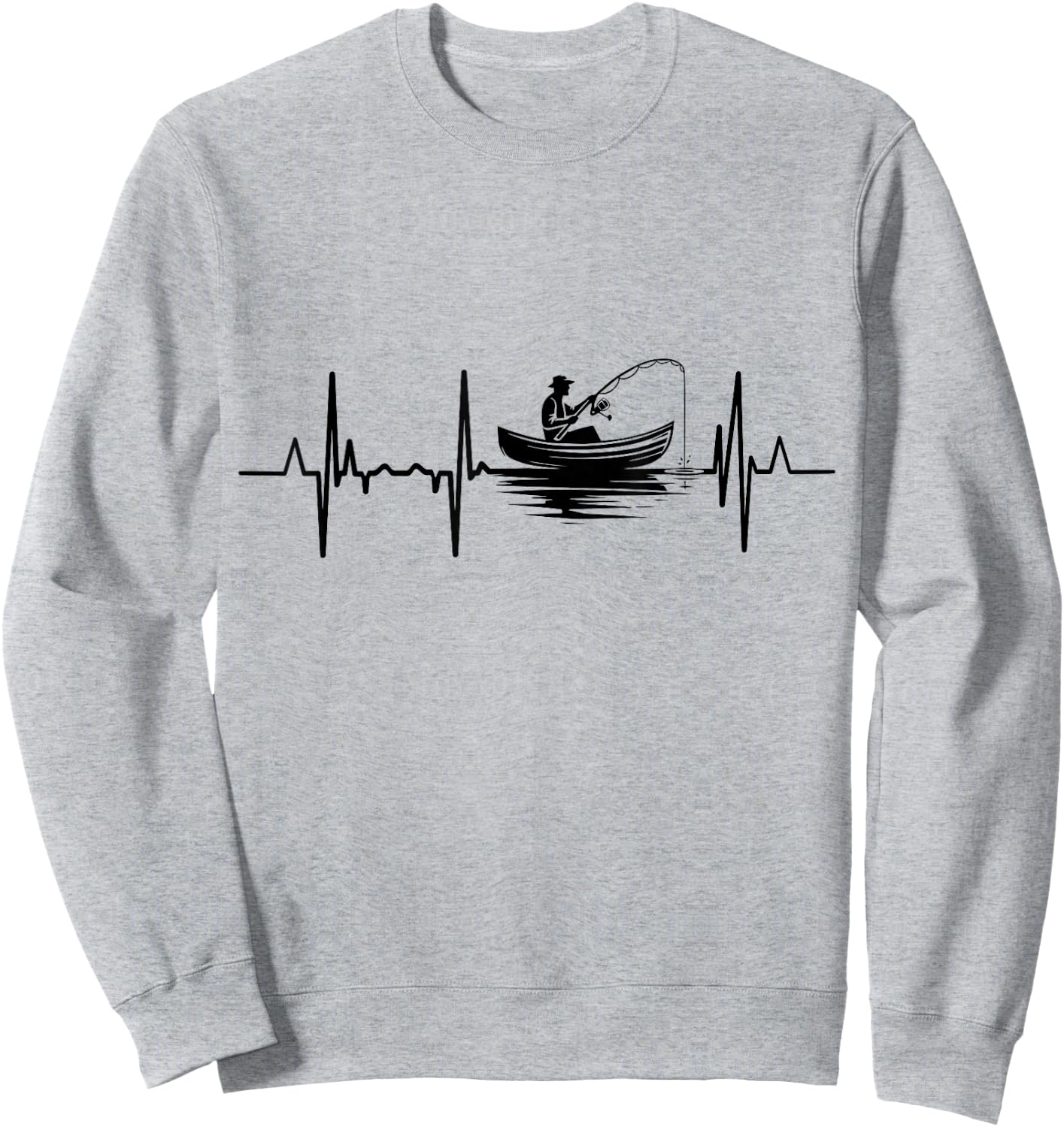 Fishing Pulse Line Angler Heartbeat Sweatshirt - Sweatshirt | Ash