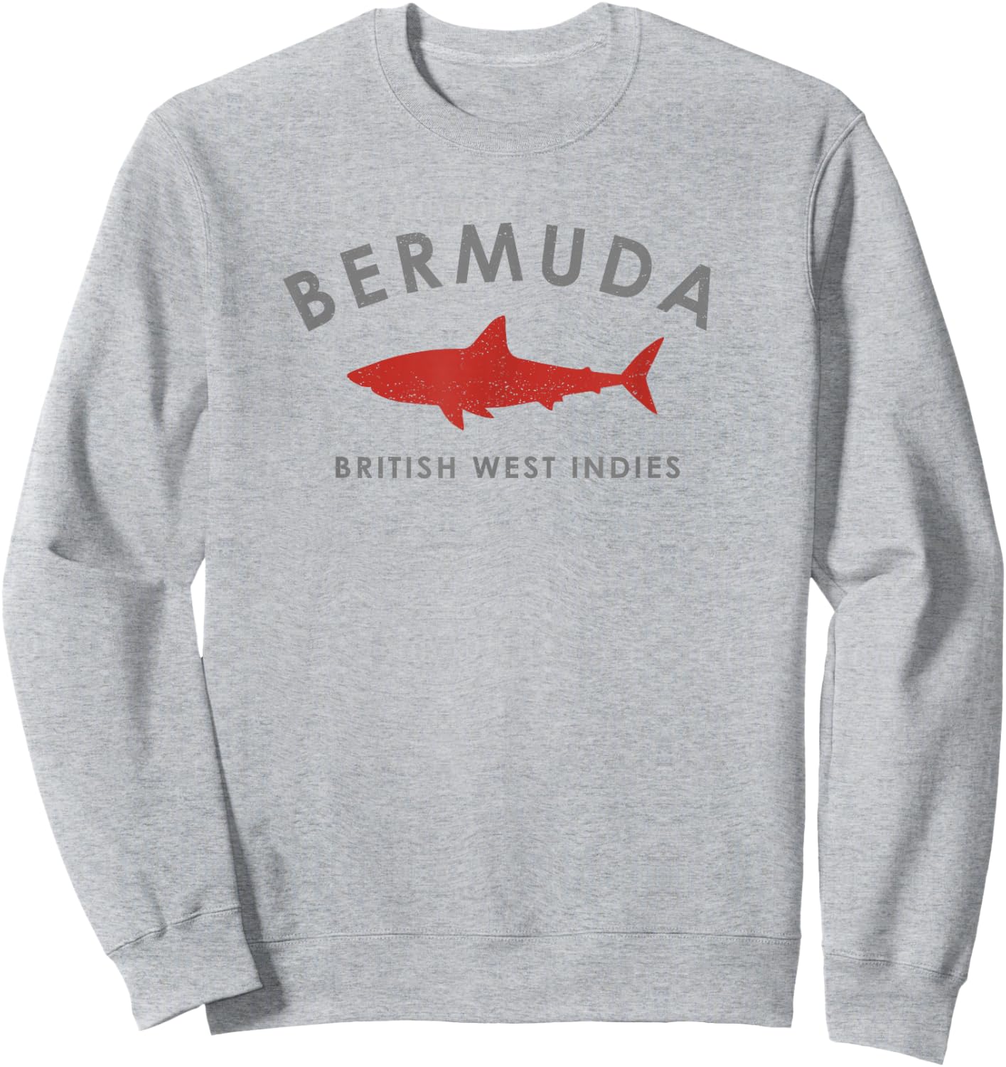Vintage Bermuda Retro Shark Graphic Souvenir Sweatshirt - Sweatshirt | Ash