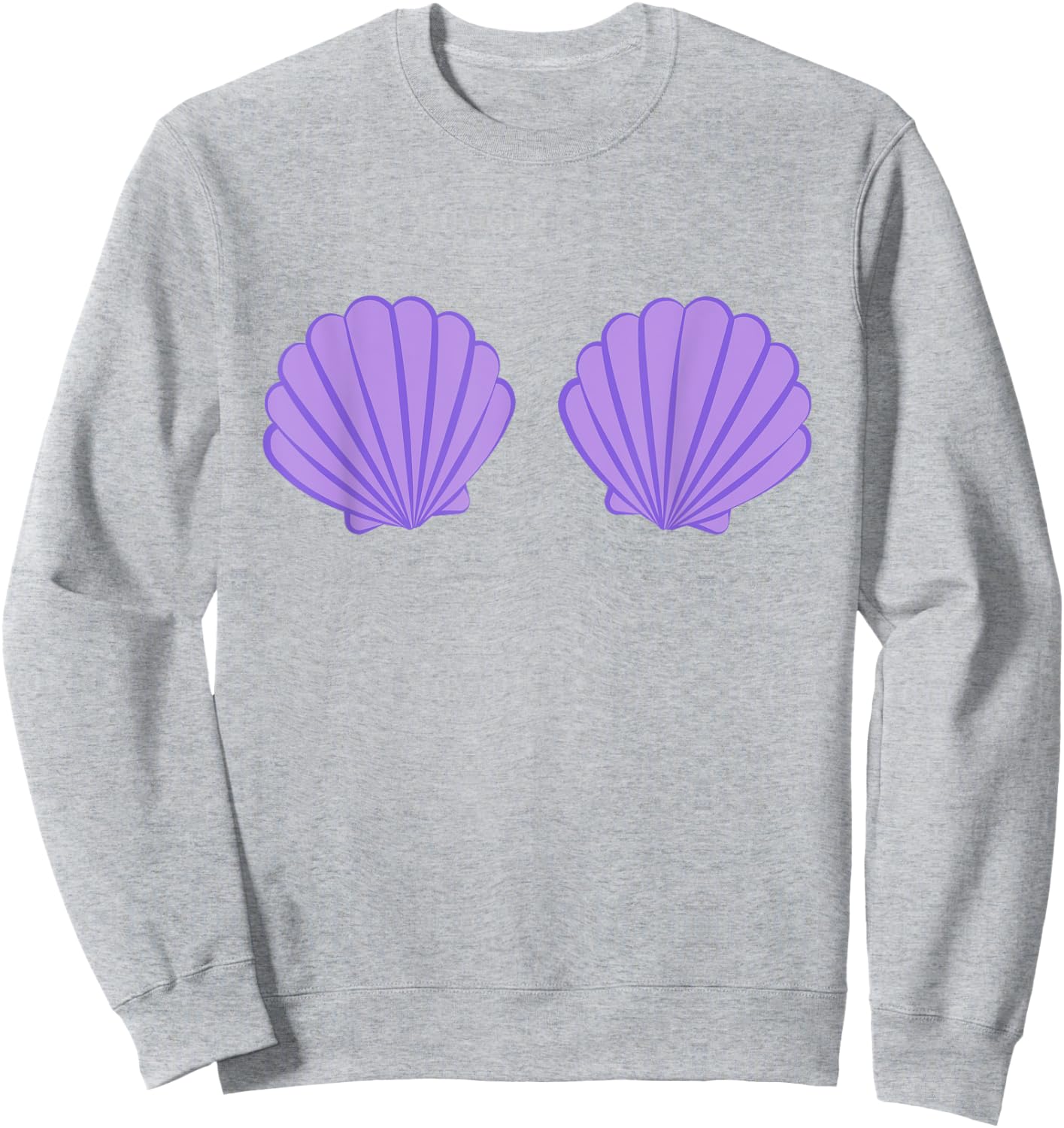Mermaid Purple Seashell Bra Cartoon Graphic Sweatshirt - Sweatshirt | Ash