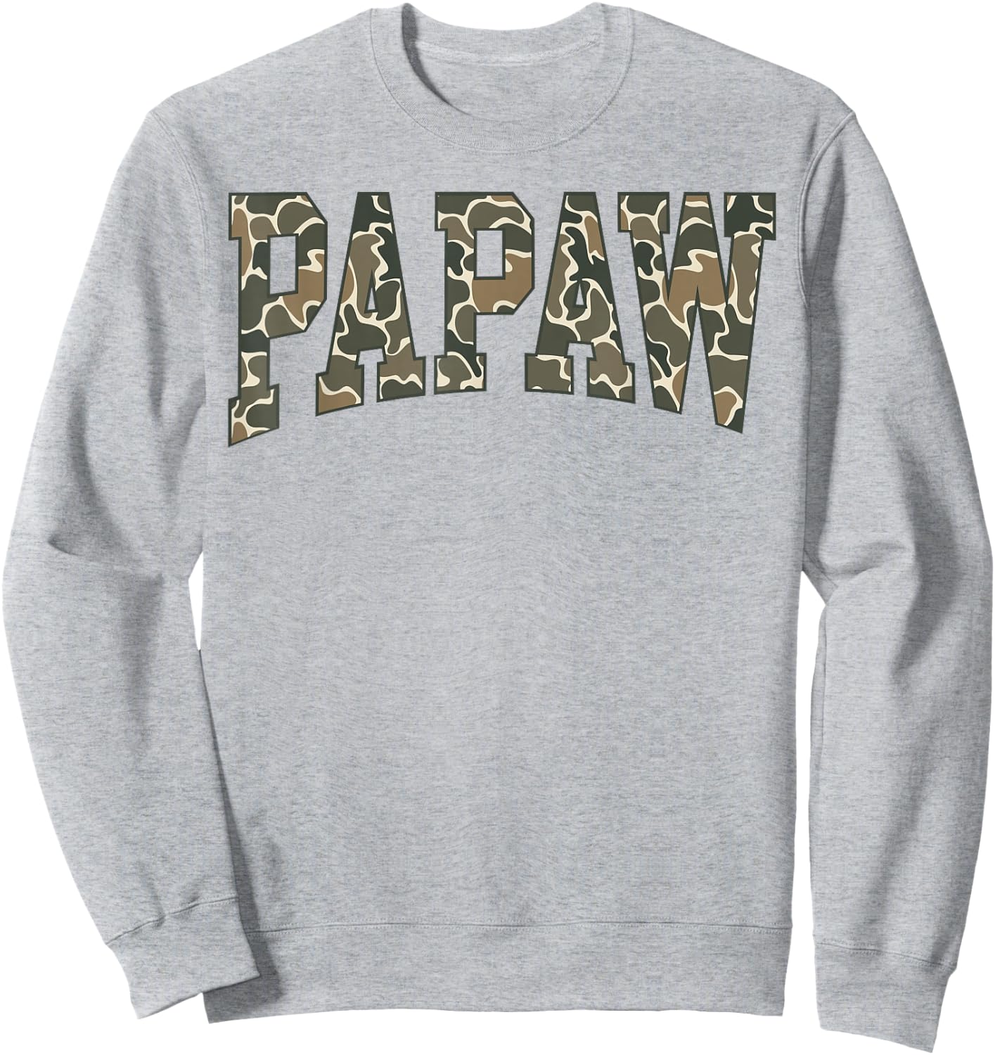 Papaw Camo Camouflage Father's Day Grandfather Sweatshirt - Sweatshirt | Ash