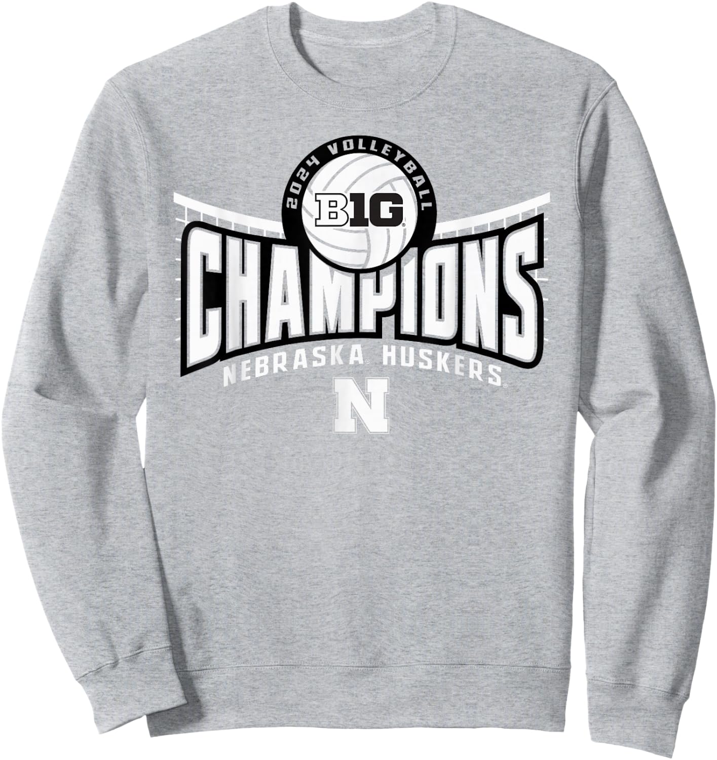 Nebraska Cornhuskers Big Ten Champs 2024 Women's Volleyball Sweatshirt - Sweatshirt | Ash
