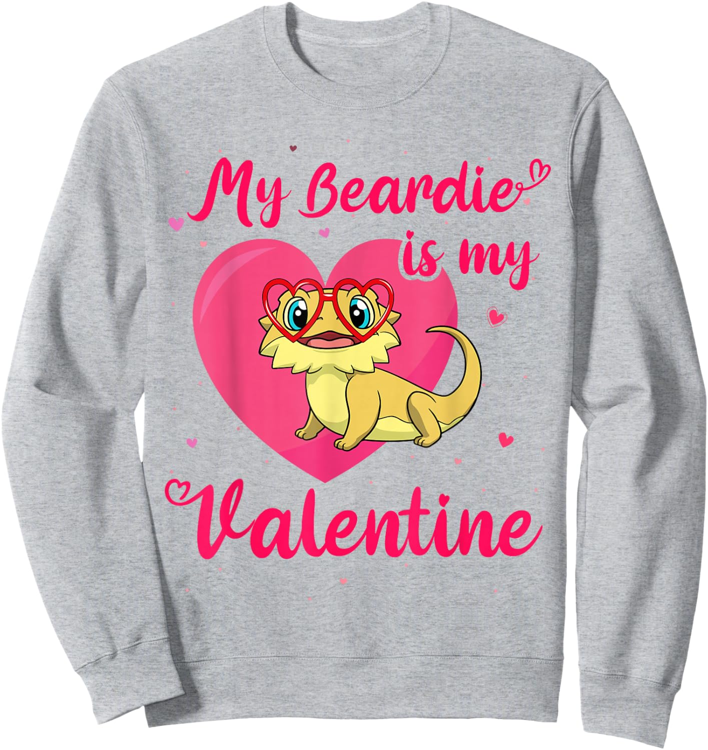 Bearded Dragon Valentines Day Beardie Cute Lizard Valentine Sweatshirt - Sweatshirt | Ash