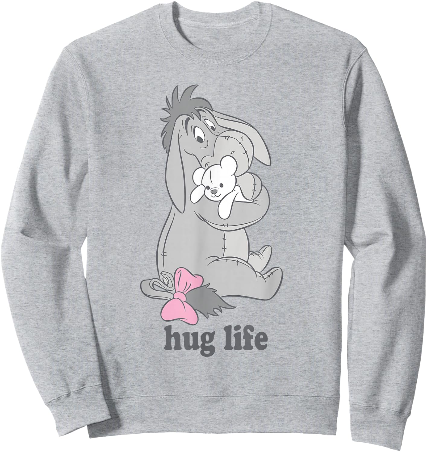Disney Winnie The Pooh Eeyore Hug Life Valentine's Day , White Sweatshirt - Sweatshirt | Ash
