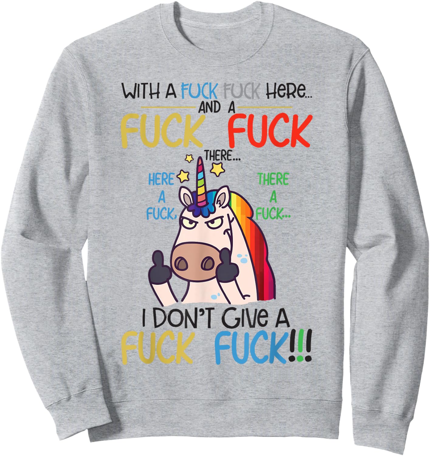 Here There I Don't Give A Funny Unicorn Shirt , white, S Sweatshirt - Sweatshirt | Ash