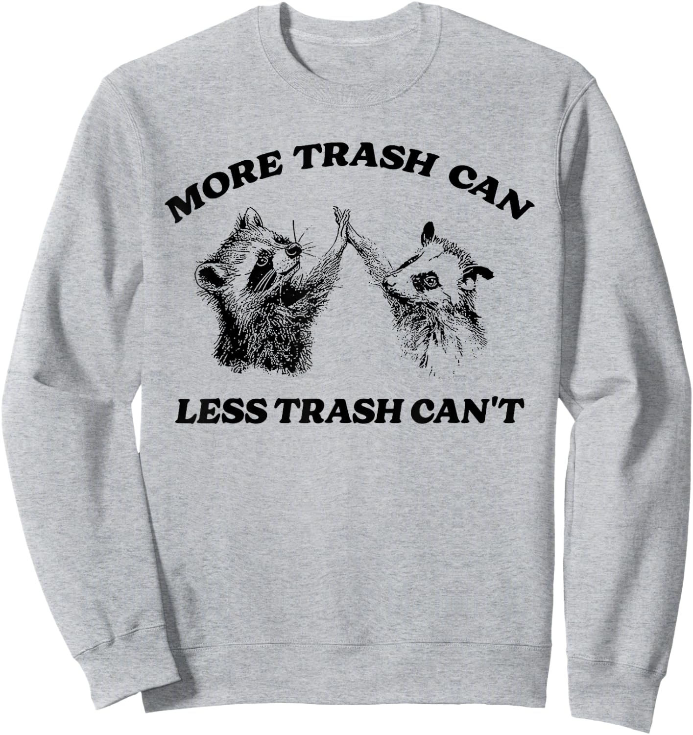 More Trash Can Less Trash Can't Funny Inspiration Raccoon Sweatshirt - Sweatshirt | Ash