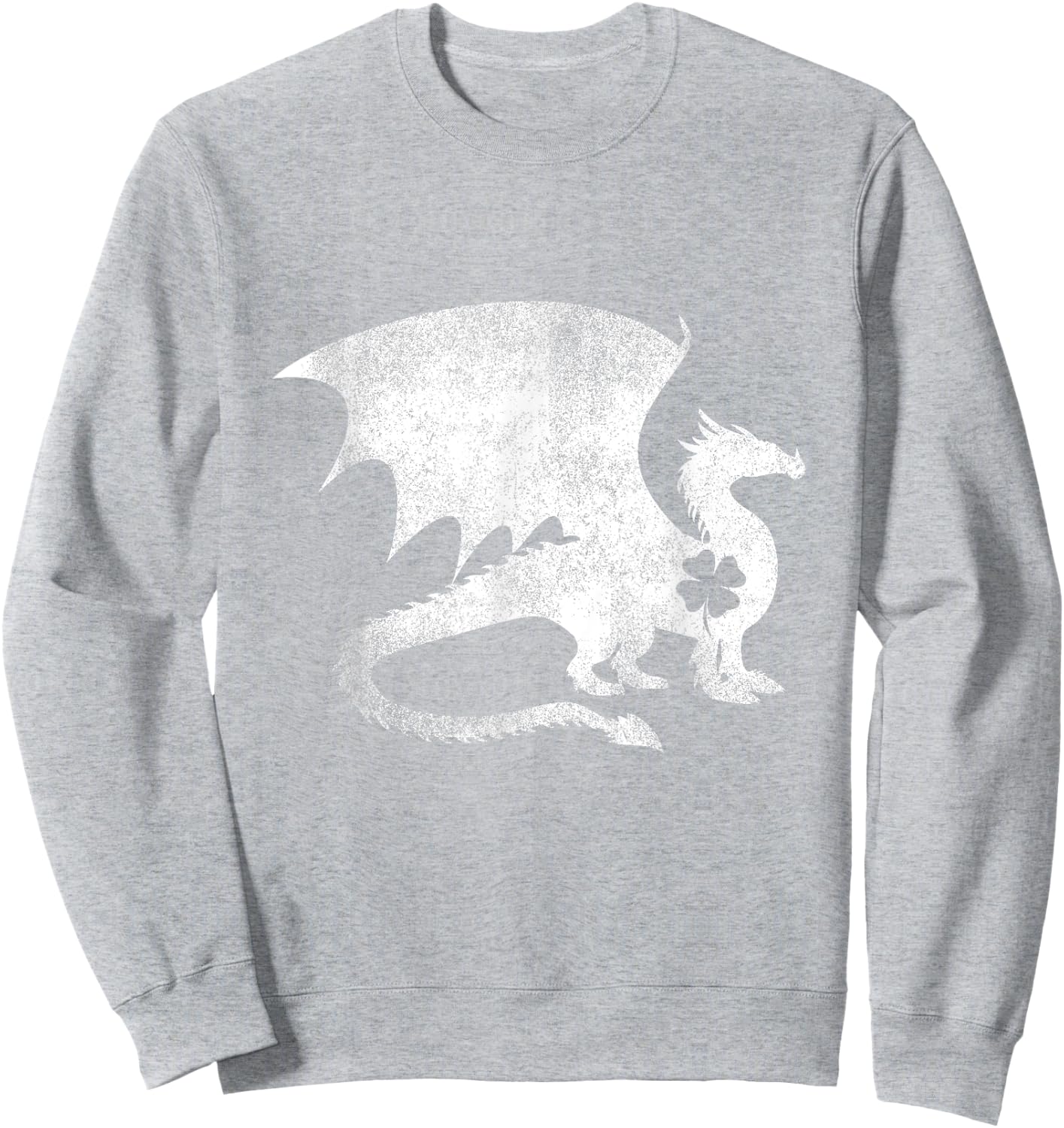 Dragon Silhouette Lucky Shamrock St. Patrick's Day Sweatshirt - Sweatshirt | Ash