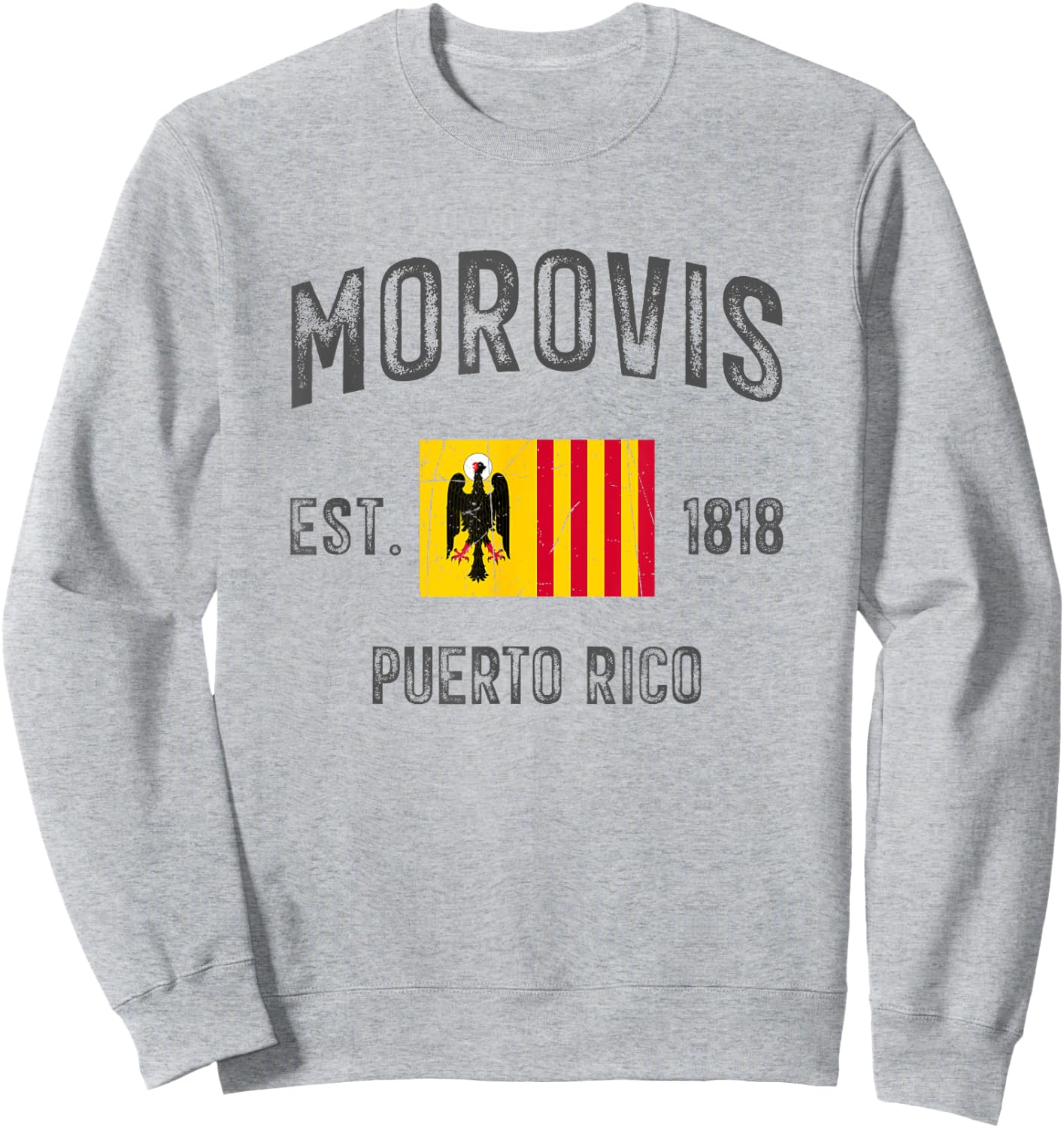 Vintage Morovis EST.1818 Puerto Rico Flag Design Sweatshirt - Sweatshirt | Ash