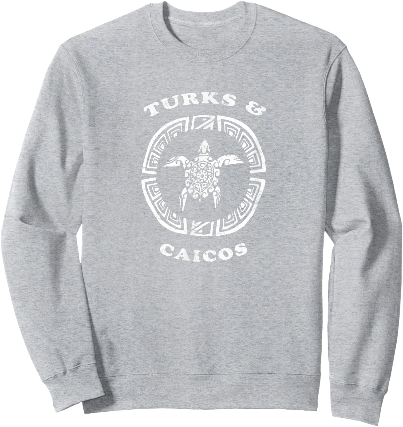 Turks & Caicos Vintage Retro Vacation Tribal Turtle Sweatshirt - Sweatshirt | Ash