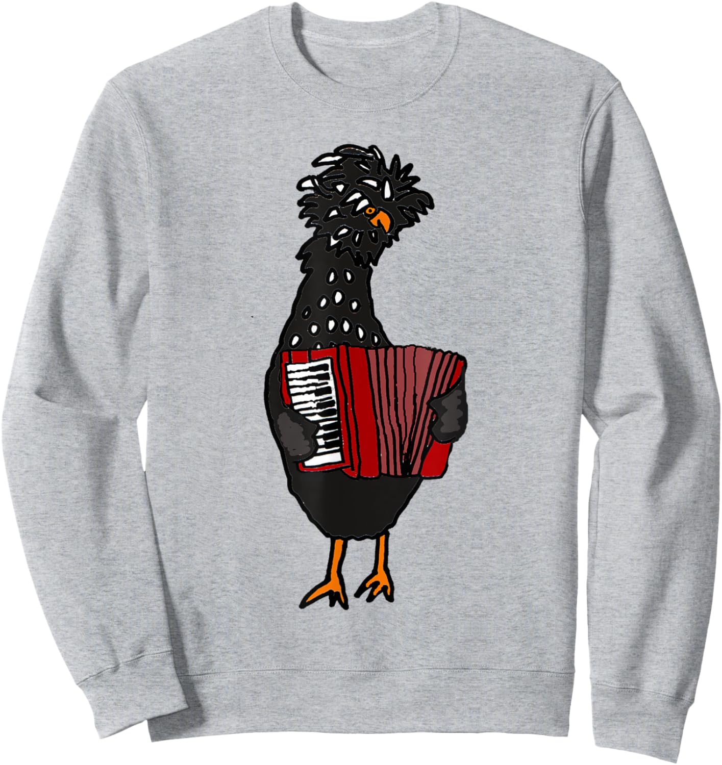 Smiletodaytees Fun Polish Chicken Playing Accordion Sweatshirt - Sweatshirt | Ash