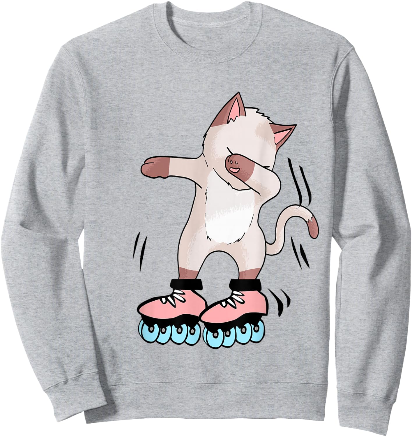 Teenager Animal Roller Skates Cat Skater Fashion Party Outfit White Women Girls Kids Sweatshirt - Sweatshirt | Ash