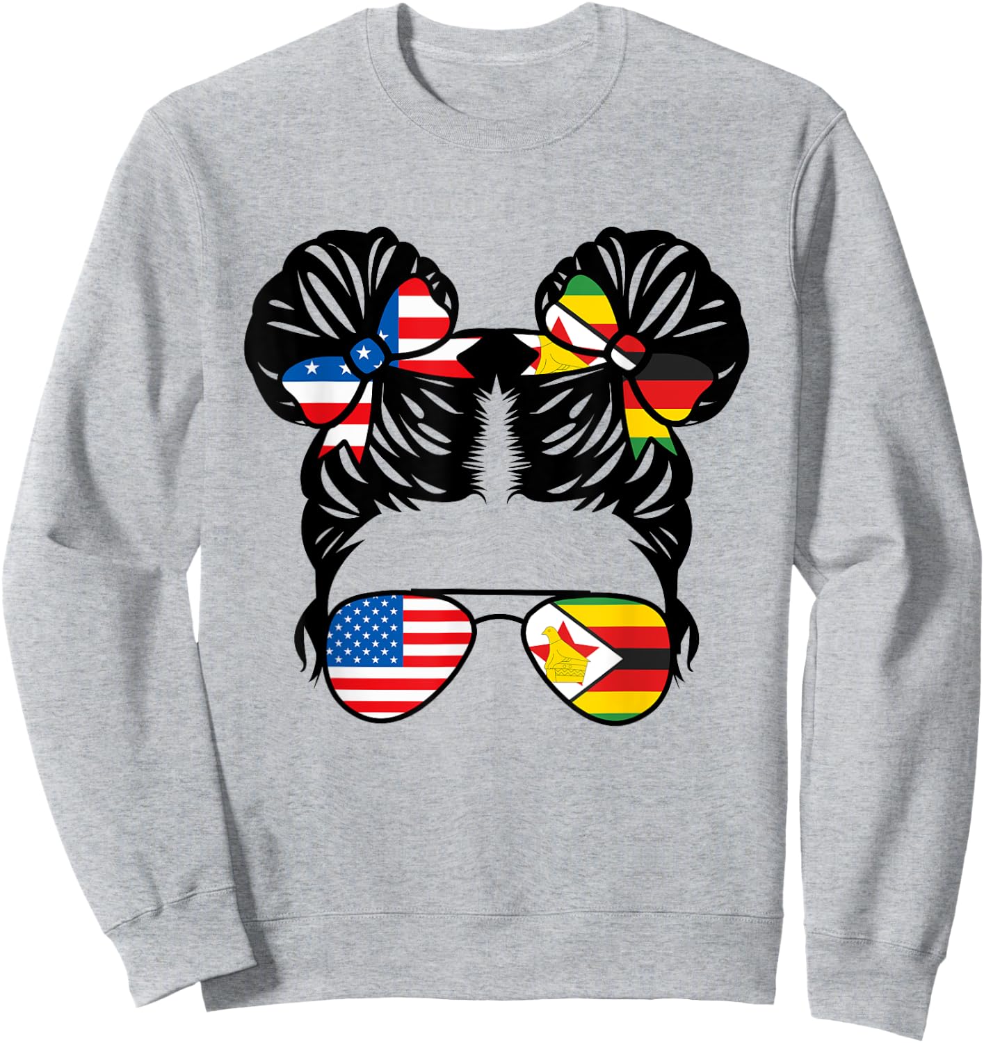 Half American Zimbabwean Girl USA Zimbabwe Flag Patriot Sweatshirt - Sweatshirt | Ash