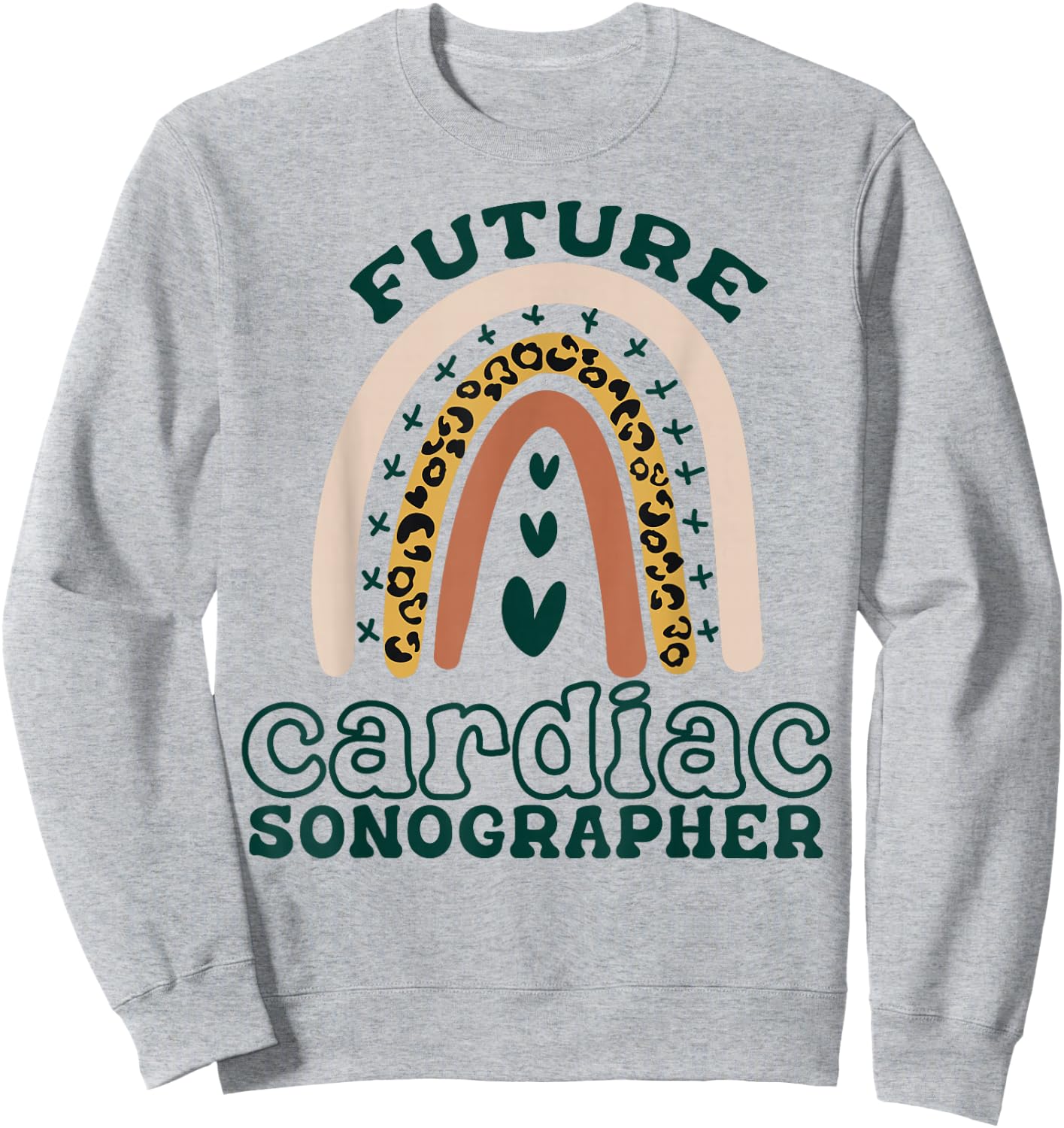 Future Cardiac Sonographer Tech Boho Rainbow Leopard Cute Sweatshirt - Sweatshirt | Ash