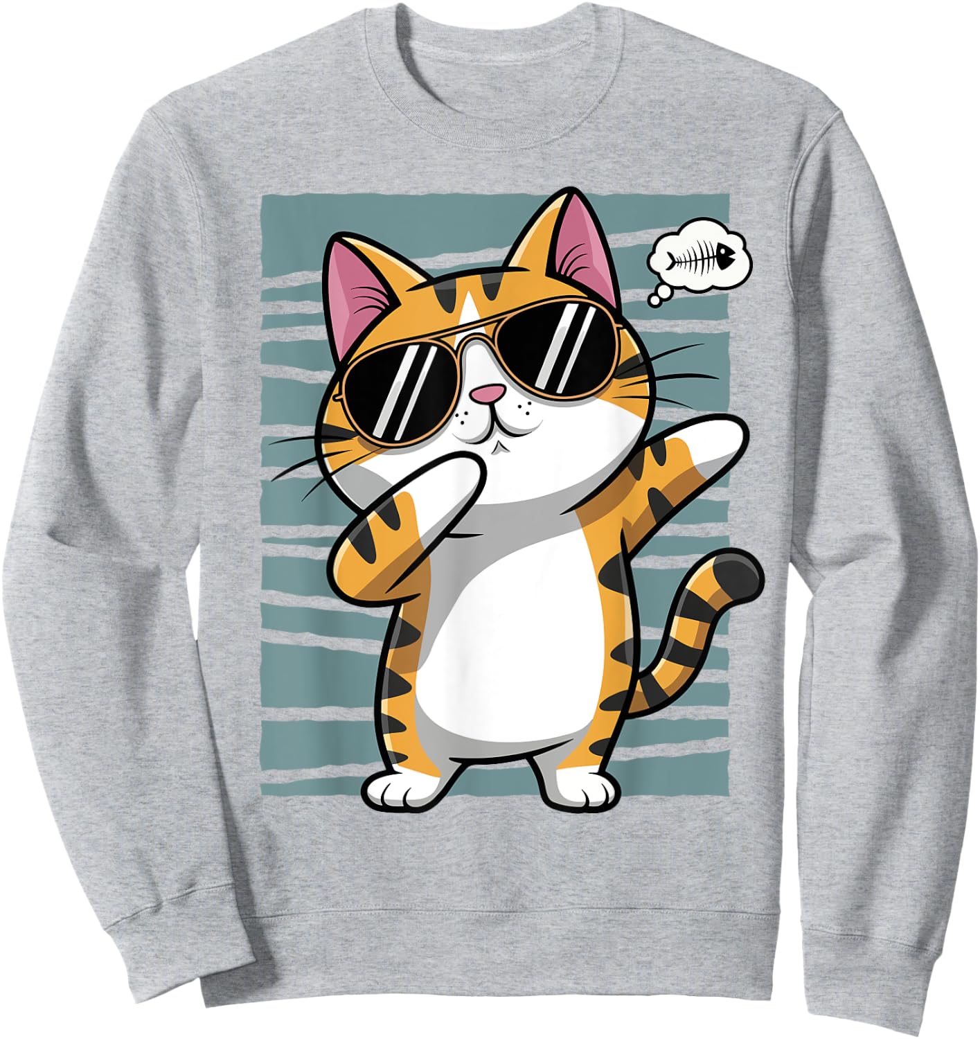 Funny Funny Cat Boy Girl Dab Dabbing Cat , white, S Sweatshirt - Sweatshirt | Ash