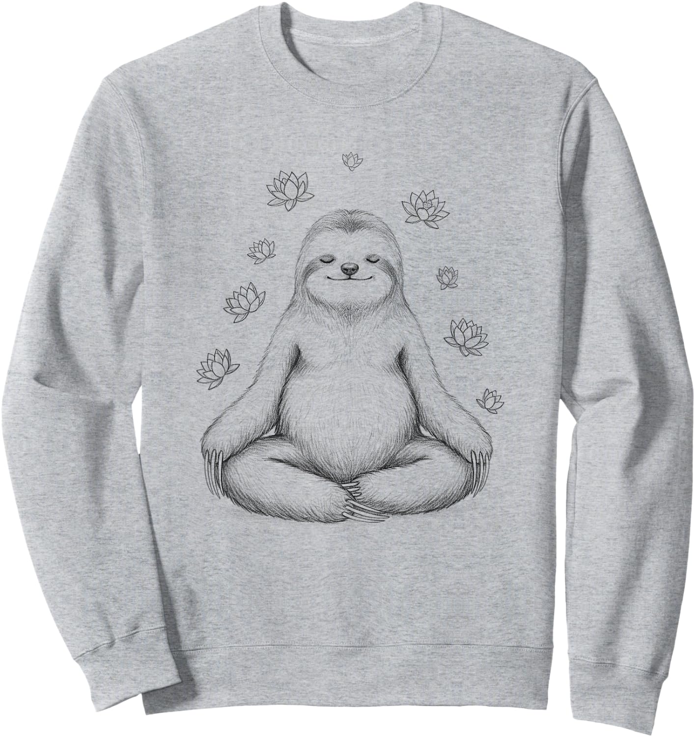 Sloth Meditation Buddhist Yoga Zen Buddha Lotus Flower Sweatshirt - Sweatshirt | Ash