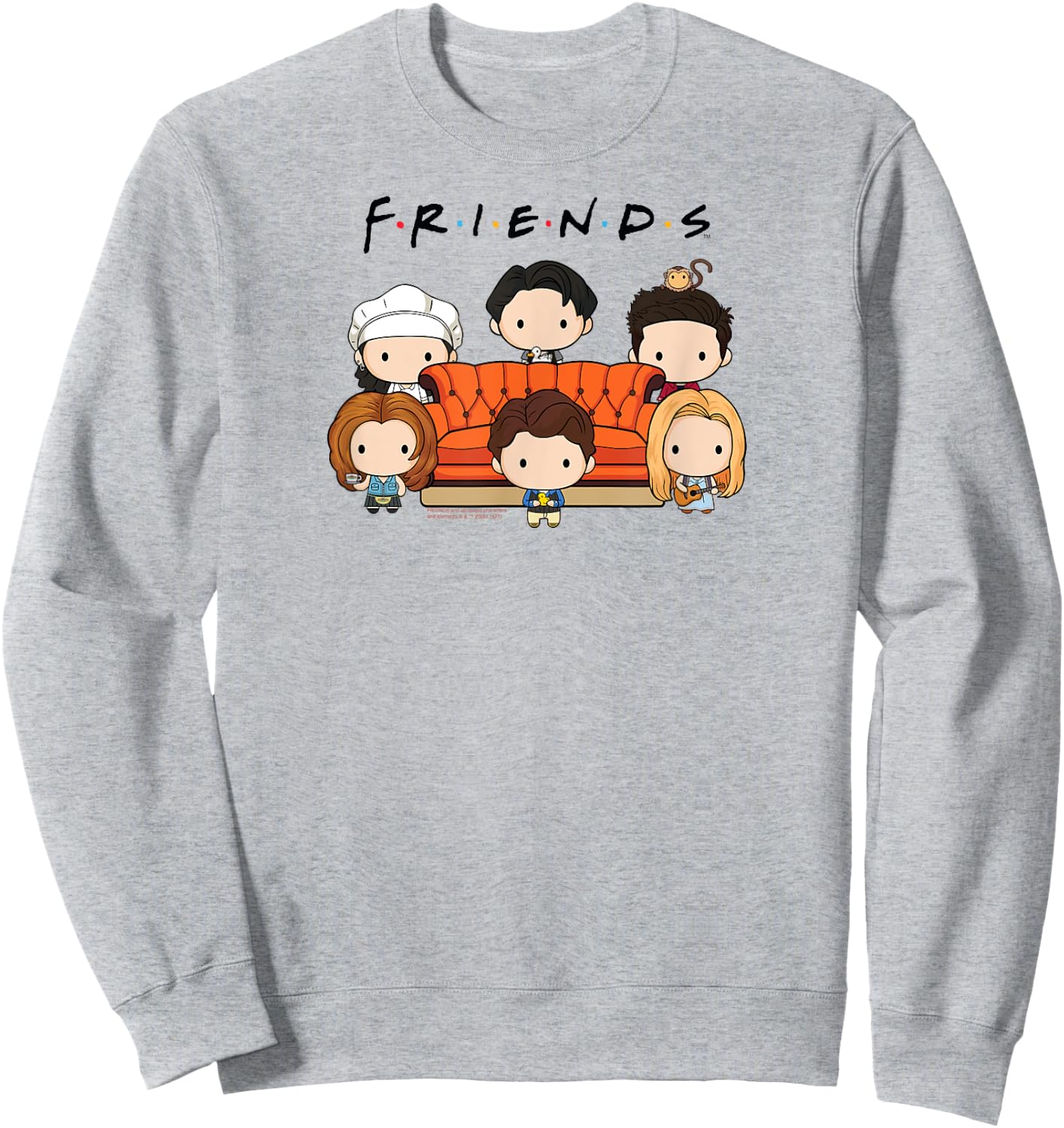 Friends Chibi Cast with Sofa Funny TV Show Sweatshirt - Sweatshirt | Ash
