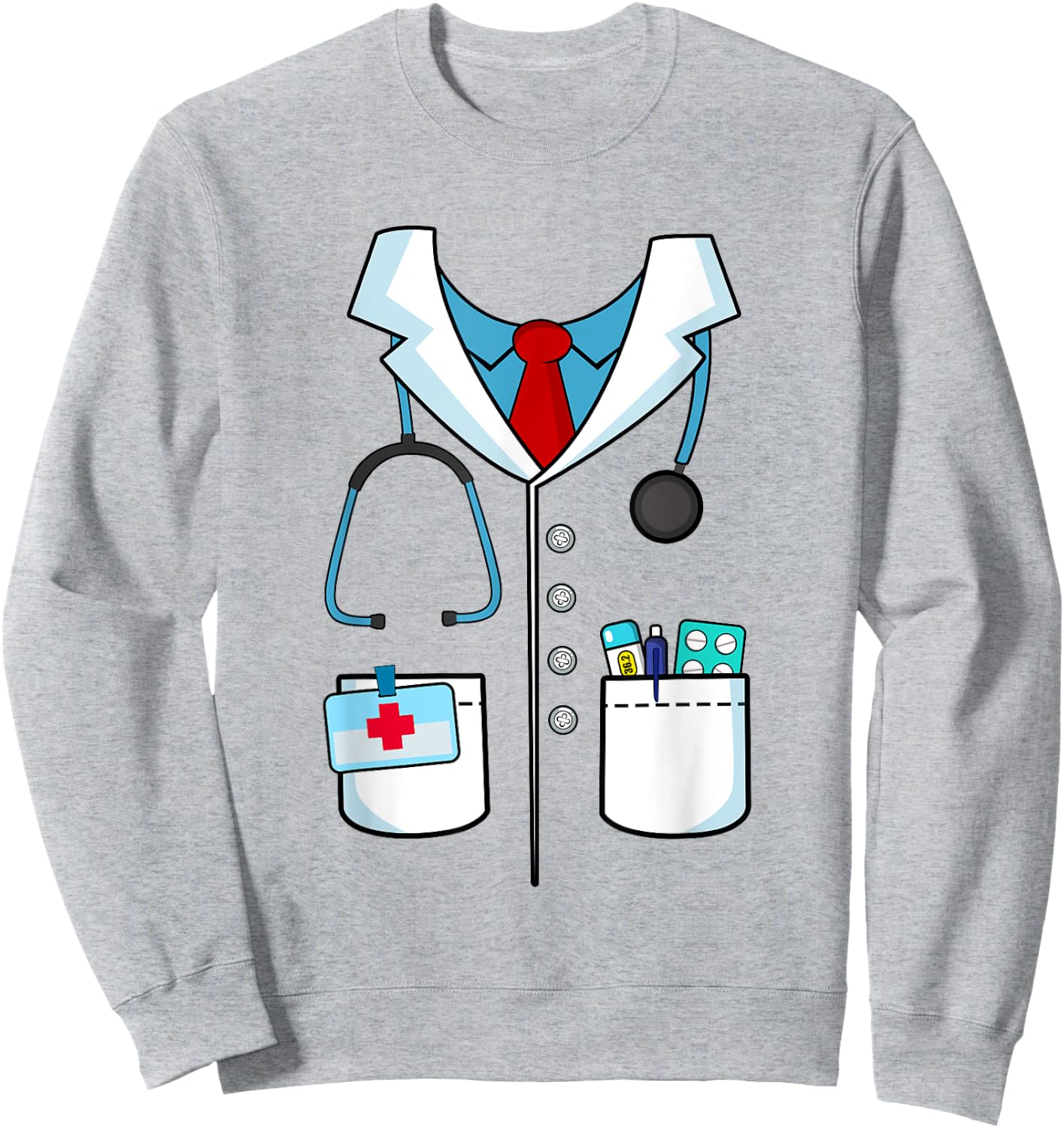 Kids Adult Halloween Doctor Costume Hospital Doc Sweatshirt - Sweatshirt | Ash