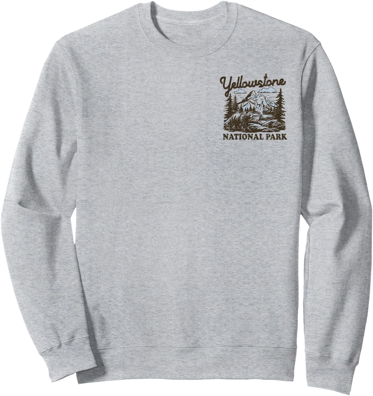 Yellowstone National Park Front and Back Sweatshirt - Sweatshirt | Ash