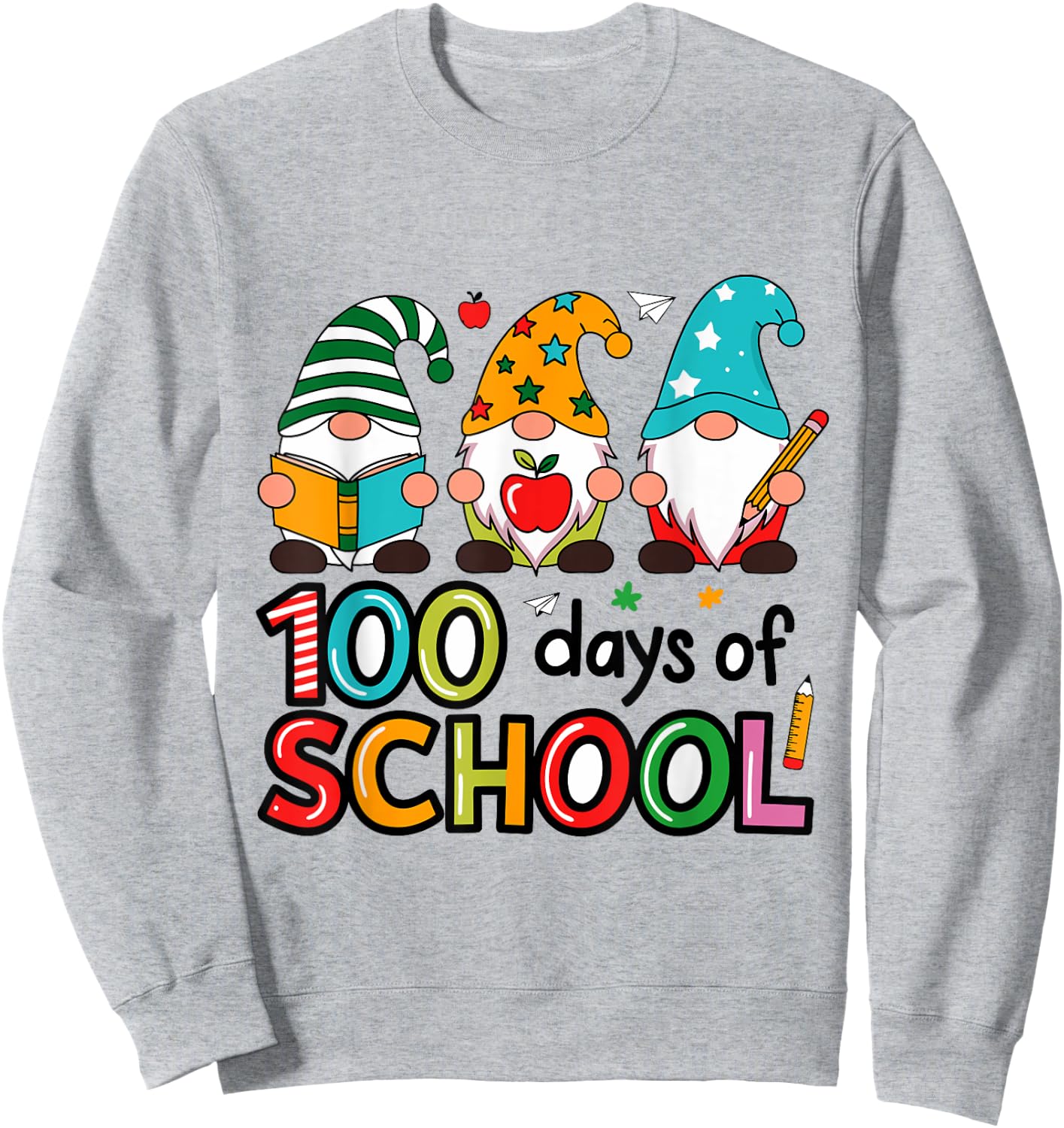 100th Day Of School Gnome Teachers Students 100 Days Sweatshirt - Sweatshirt | Ash