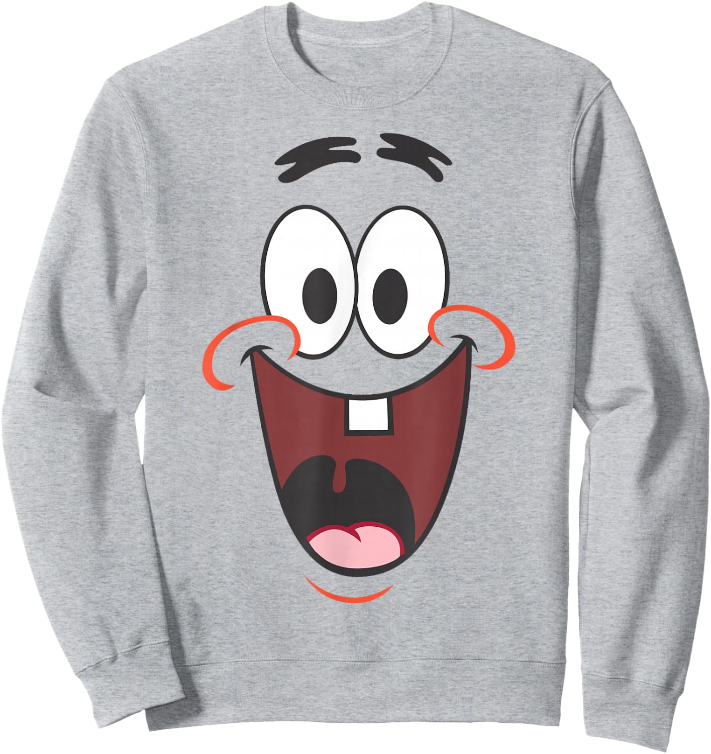 Spongebob Squarepants Patrick Big Face Smile Sweatshirt - Sweatshirt | Ash
