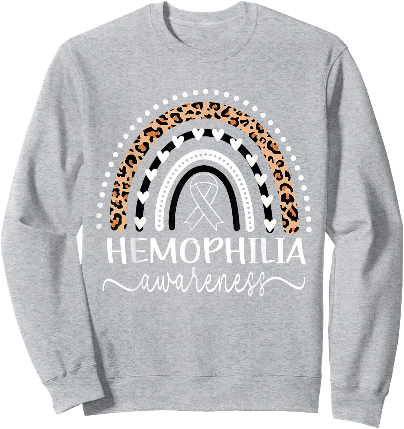 Hemophilia Awareness Wear Red Leopard Rainbow Sweatshirt - Sweatshirt | Ash