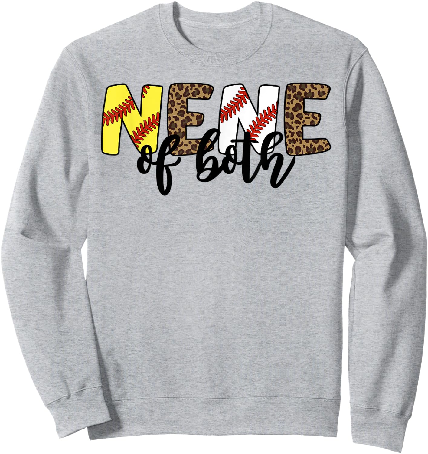 Leopard Nene Of Both Baseball Softball Grandma Mother's Day Sweatshirt - Sweatshirt | Ash