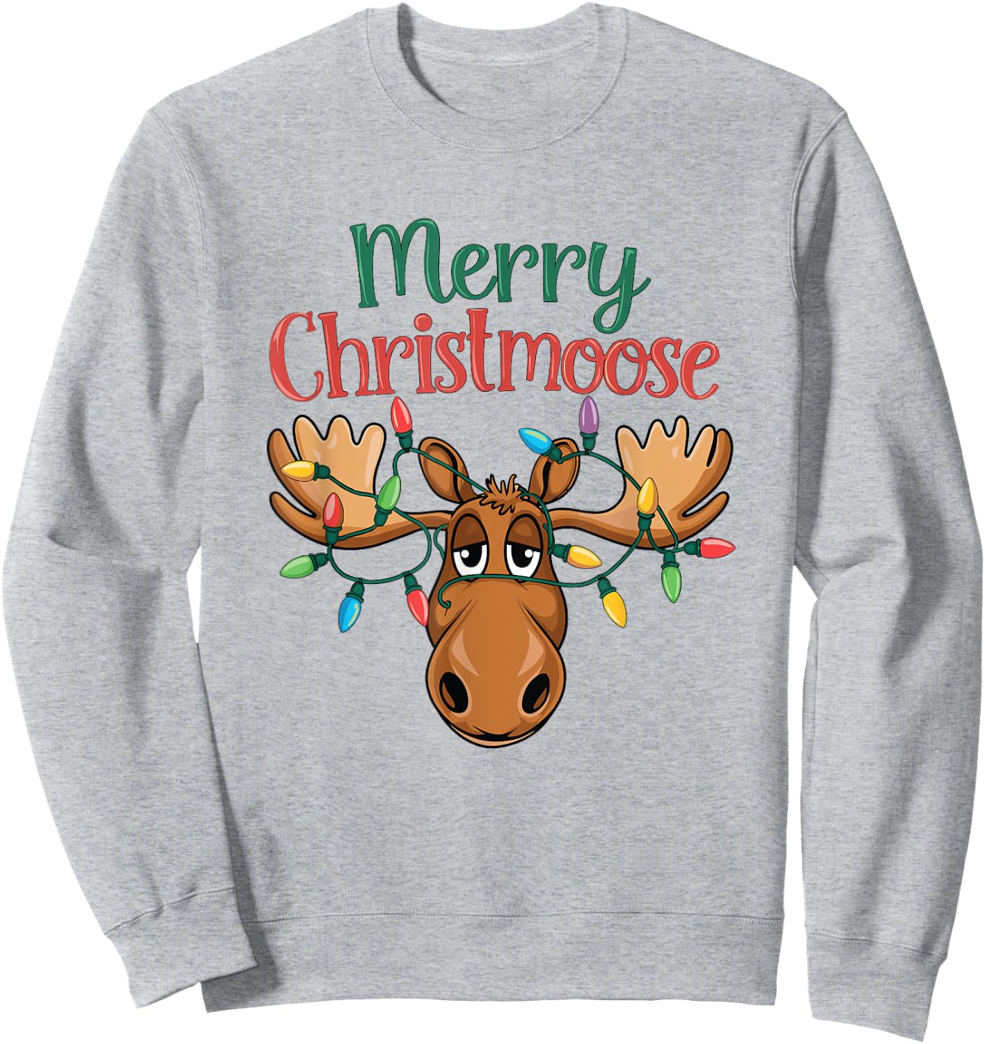 Christmas Moose Merry Christmoose Men Women Sweatshirt - Sweatshirt | Ash