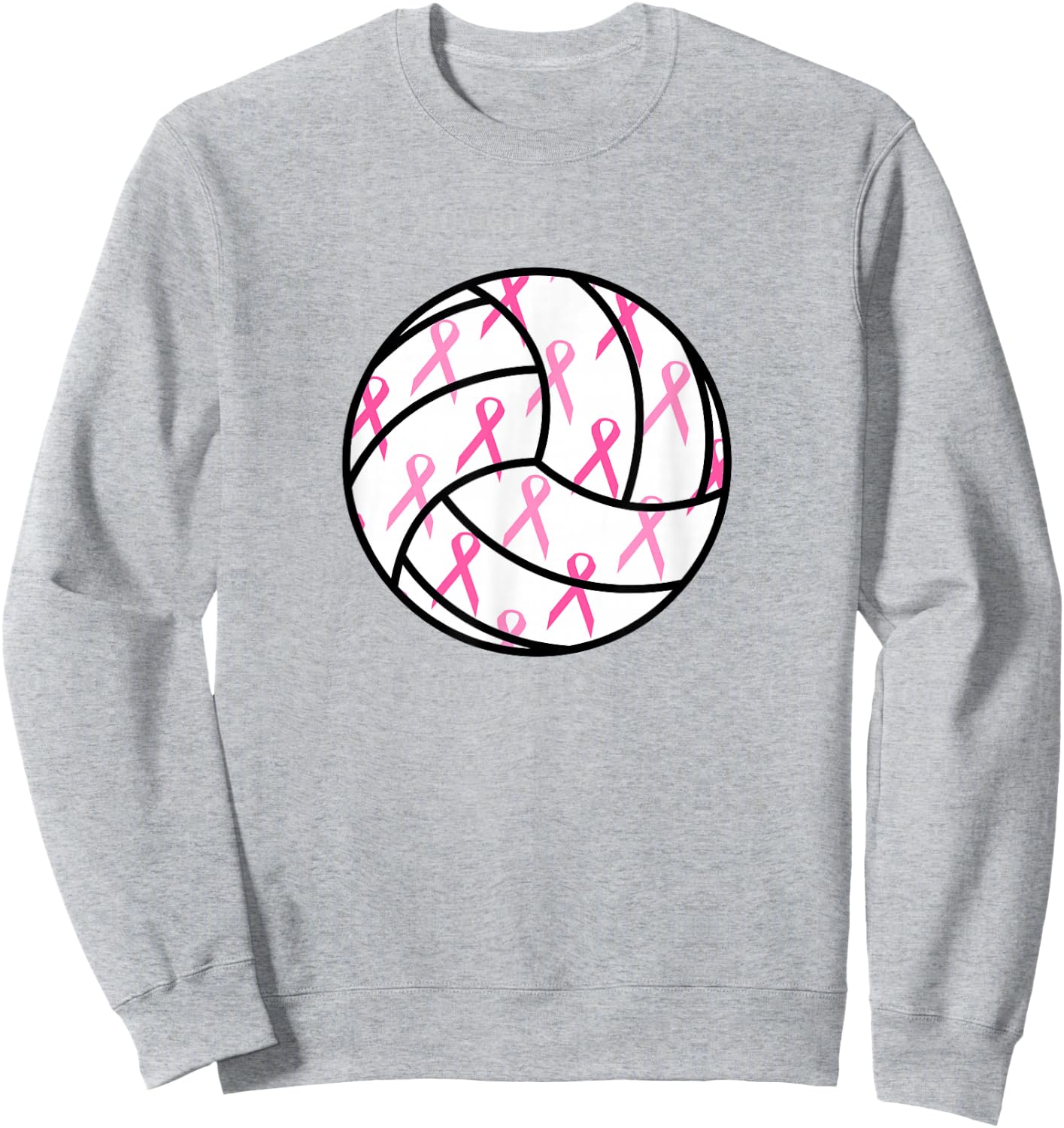 Volleyball Breast Cancer Awareness Pink Ribbon Teens Women Sweatshirt - Sweatshirt | Ash