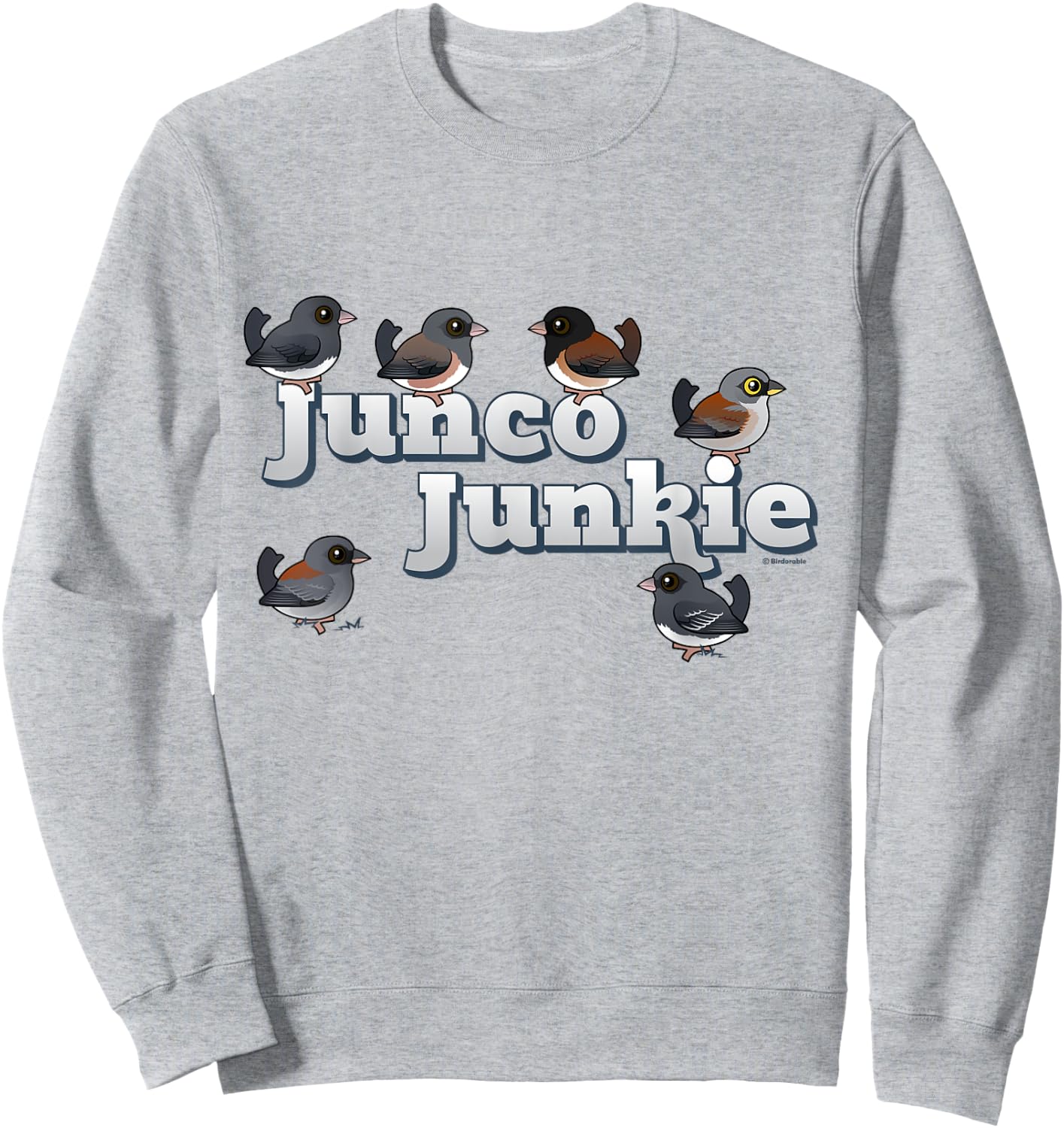 Cute Cartoon Junco Junkie Birdorable Birds Dark-eyed Juncos Sweatshirt - Sweatshirt | Ash